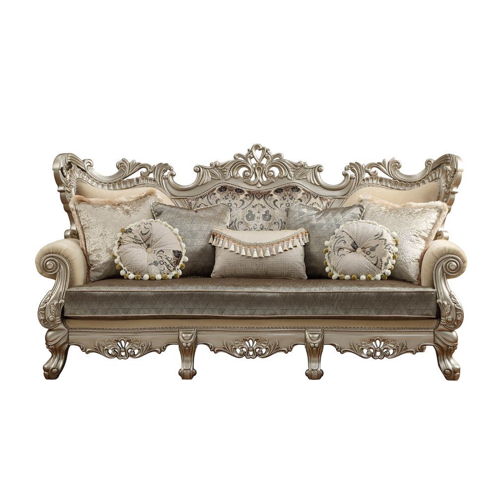 Ranita - Sofa With 7 Pillows - Fabric & Champagne, beige, view 2