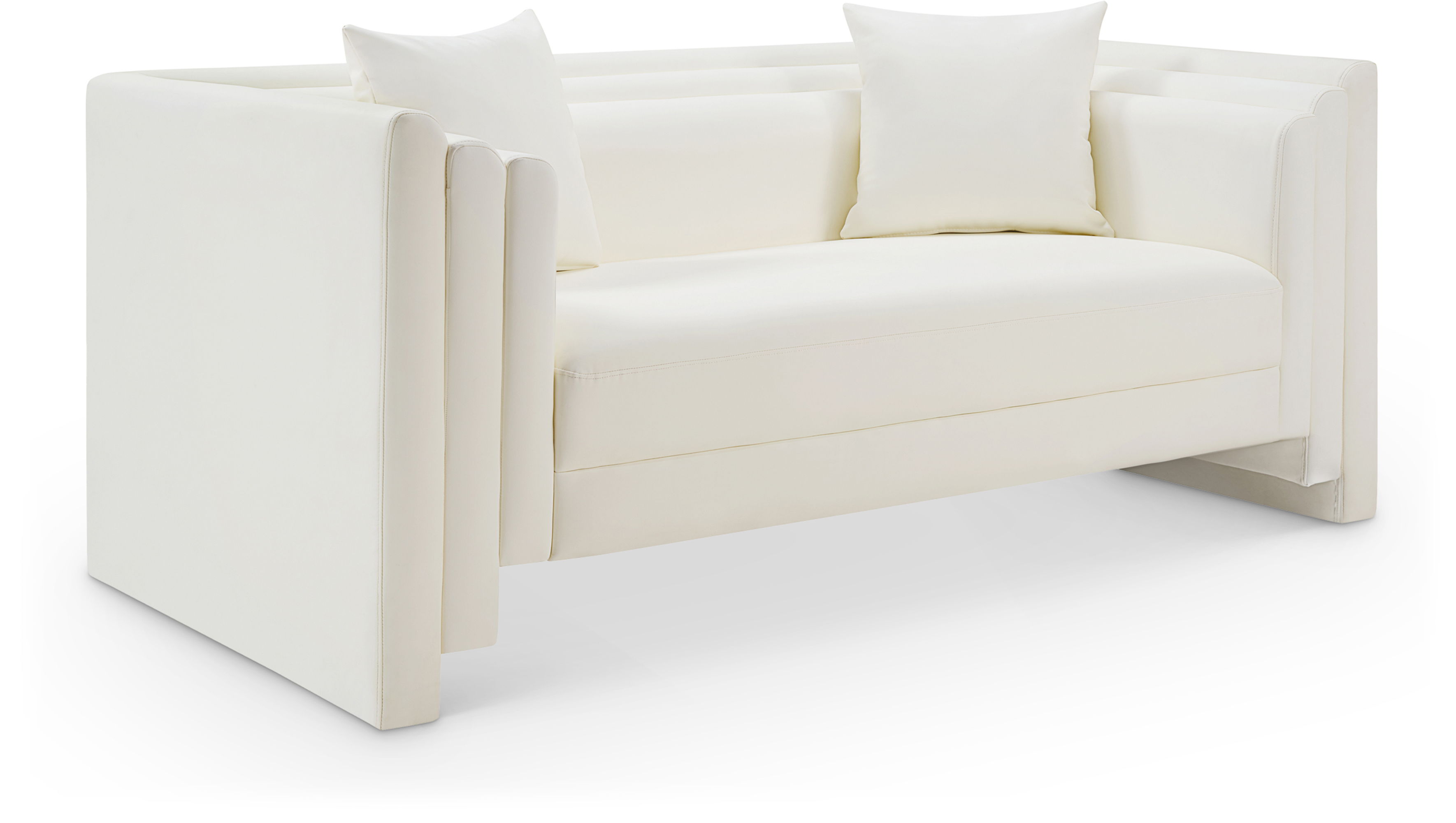 Everett - Vegan Leather 67" Upholstered Loveseat - Cream