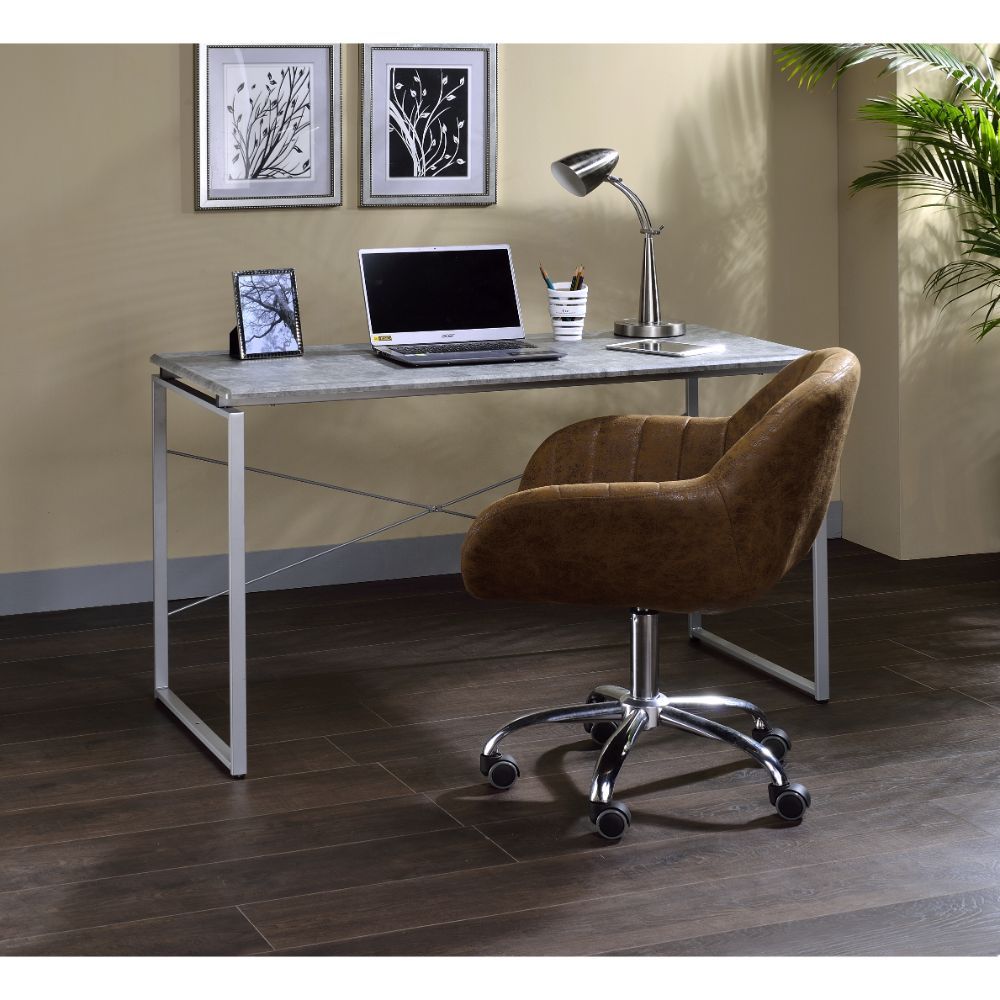 Jurgen - Writing Desk - Faux Concrete & Silver, silver, view 3