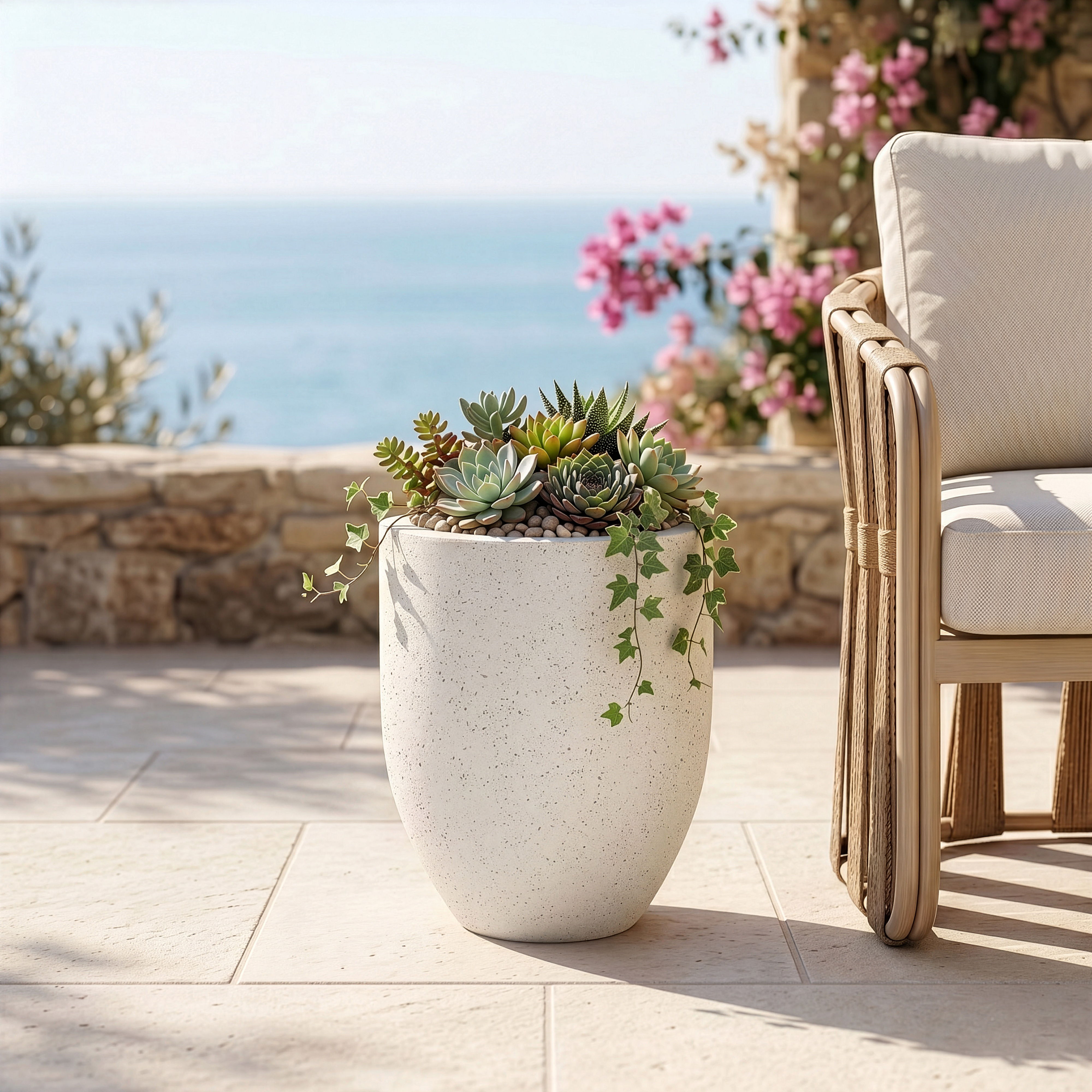 Florique - 24" Indoor / Outdoor Concrete Planter - Cream