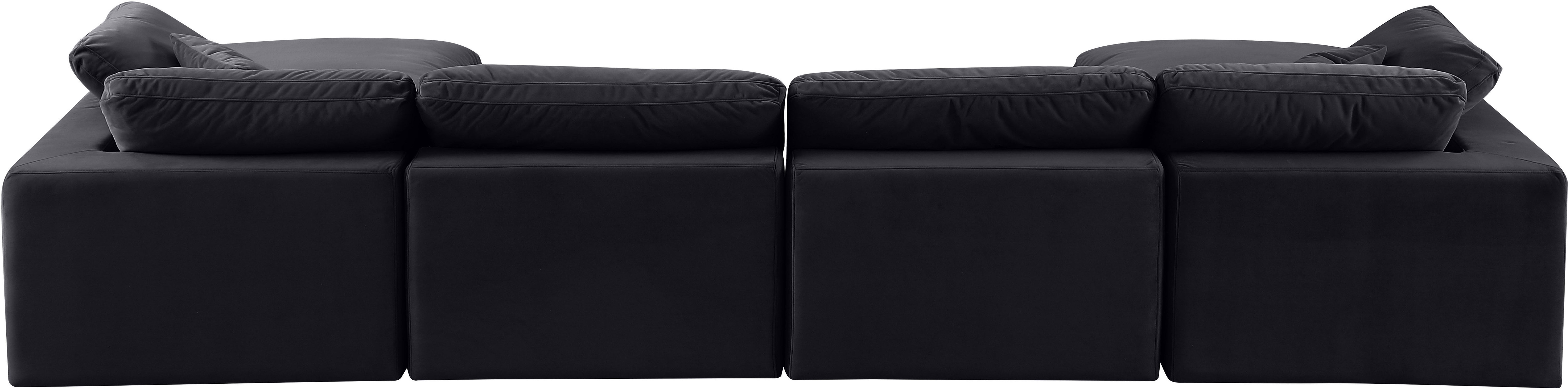 Comfy - 6 Piece Velvet Modular Double Chaise Sectional - Black