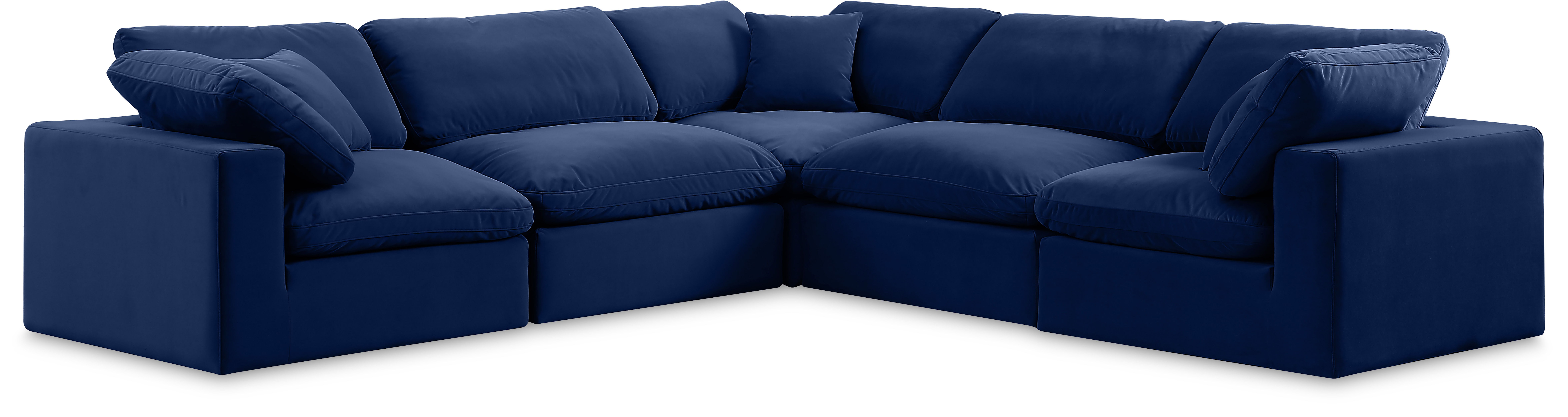 Comfy - 5 Piece Velvet Modular Corner Sectional - Navy