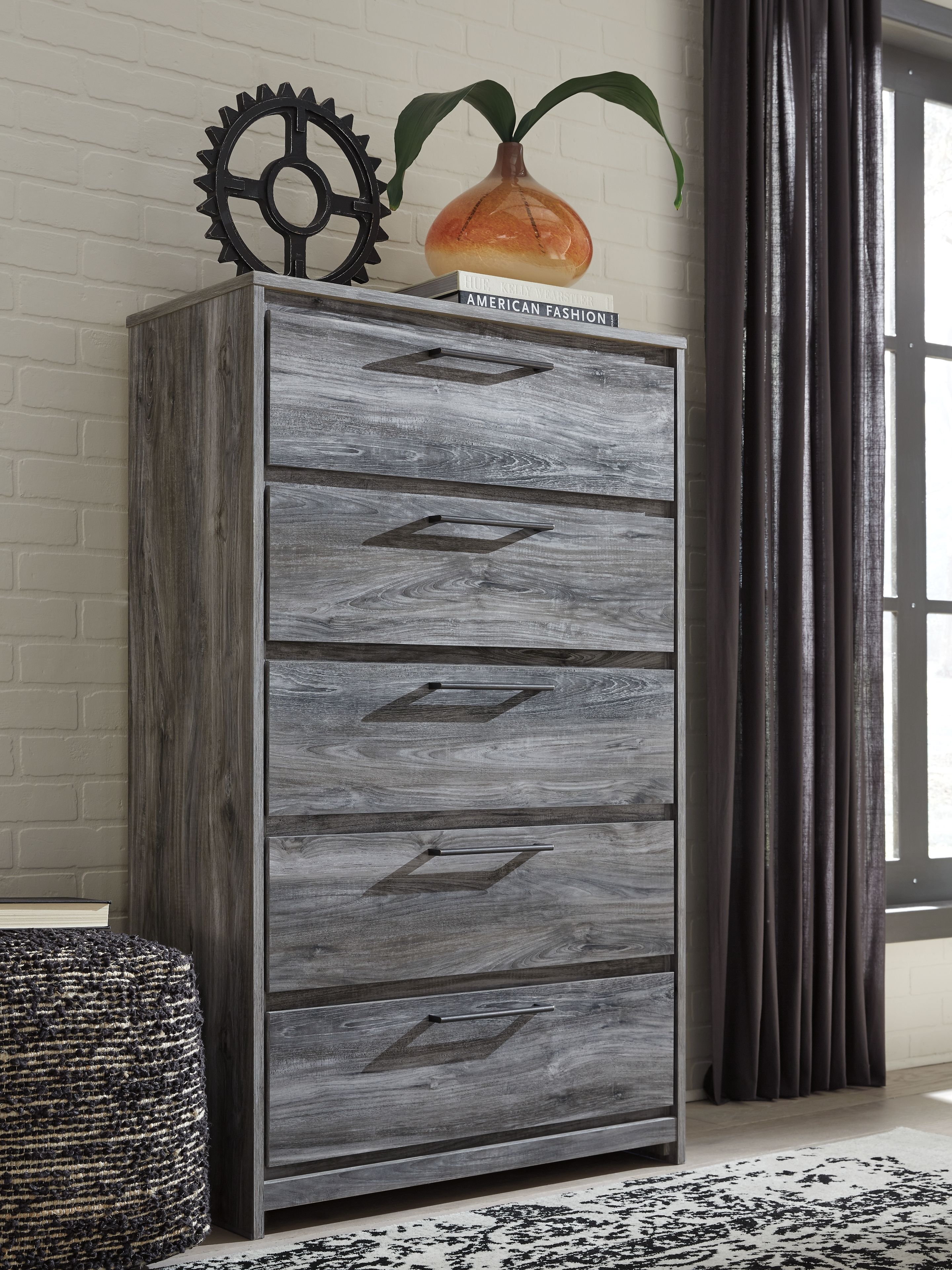 Ashley Furniture Baystorm - King Panel Bed With 4 Storage Drawers - 8 Pc. - Dresser, Mirror, Chest, King Bed - Gray - Image 5