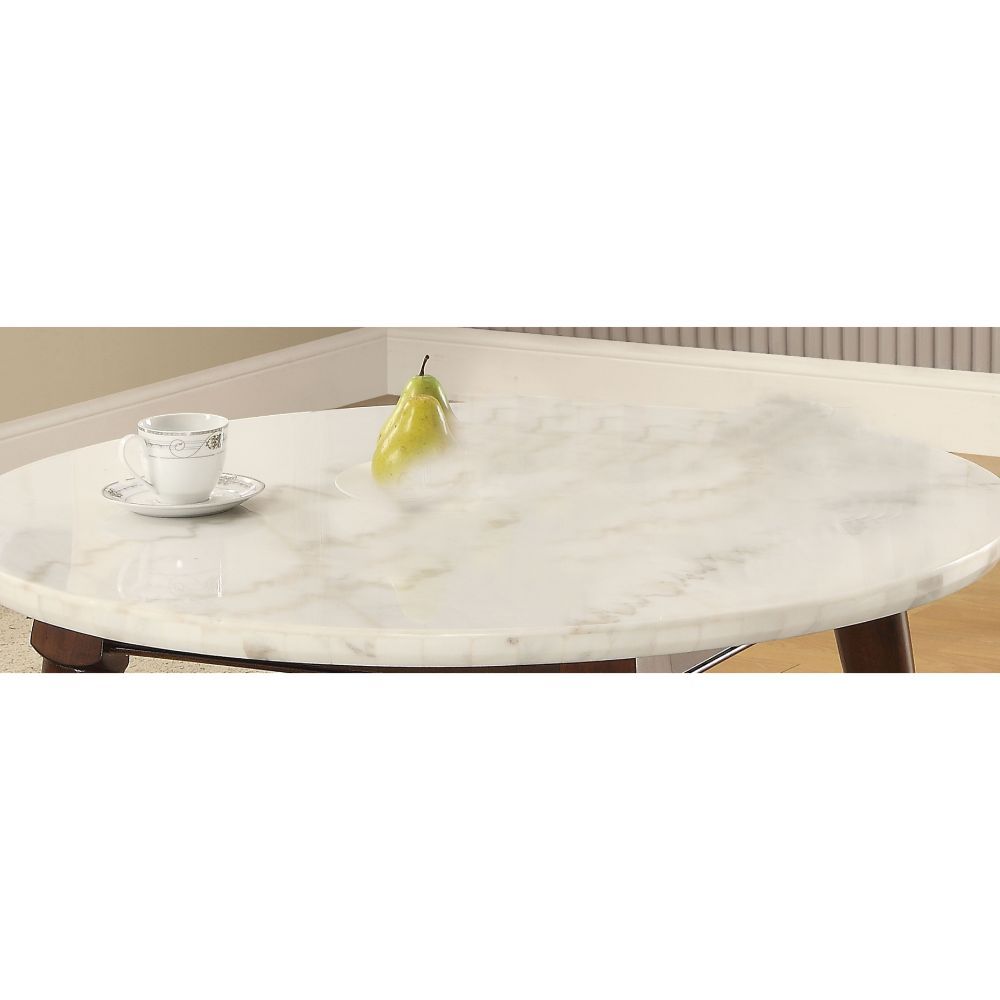 Gasha - Coffee Table - White Marble Top & Walnut, white, view 2