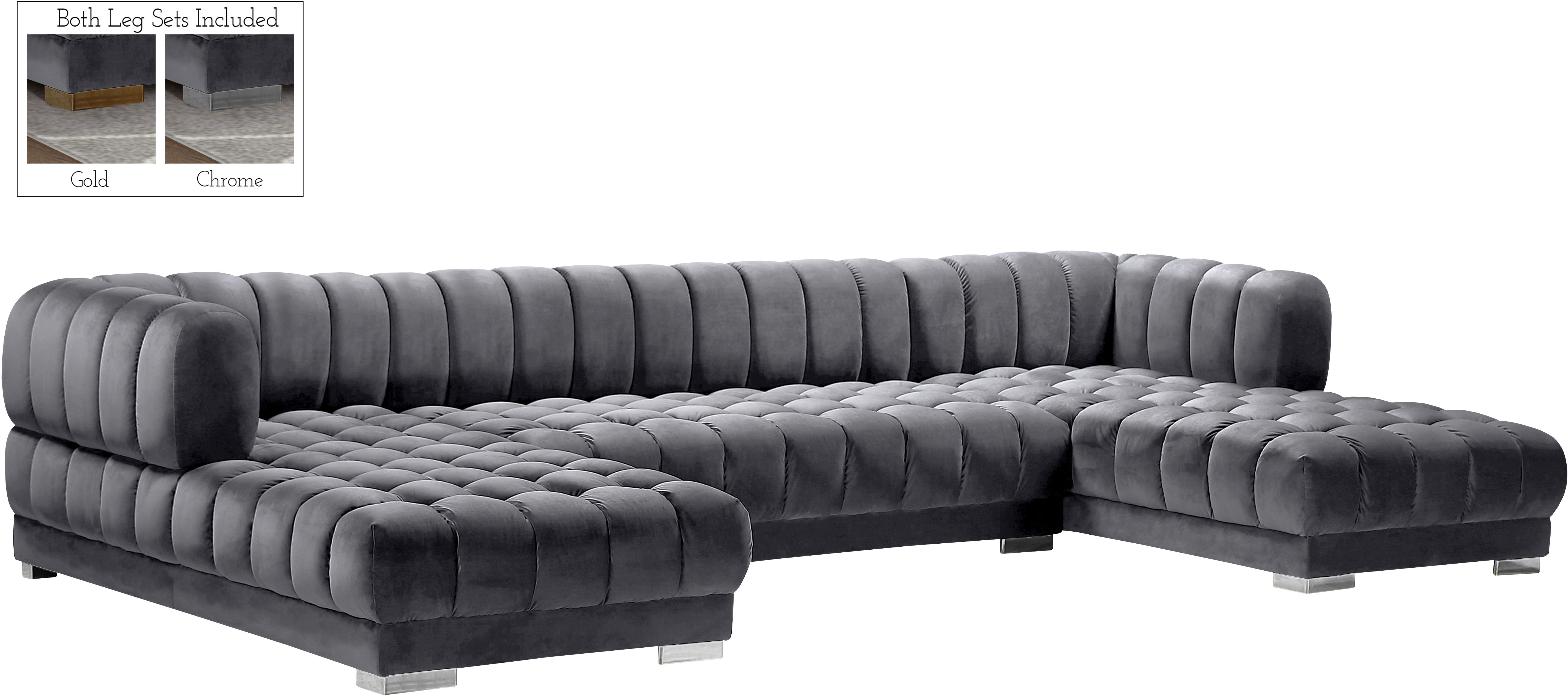 Gwen - 3 Piece Sectional - Gray