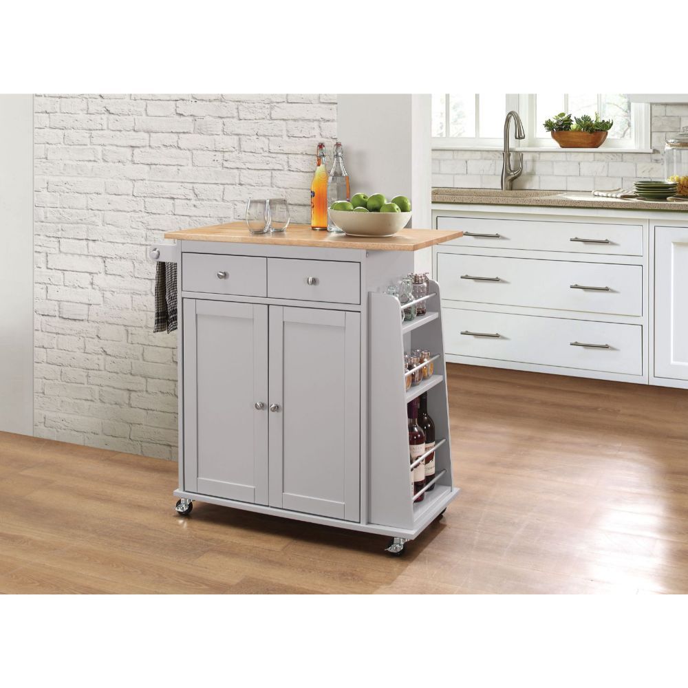 Tullarick - Kitchen Cart - Natural & Gray, light gray