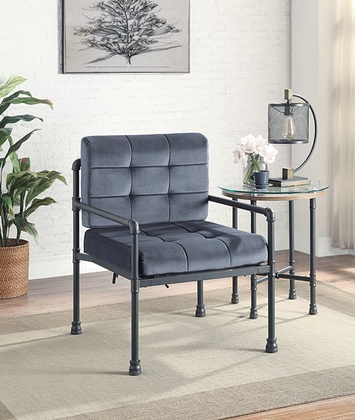 Brantley - Accent Chair - Gray Velvet & Sandy Gray, dark gray