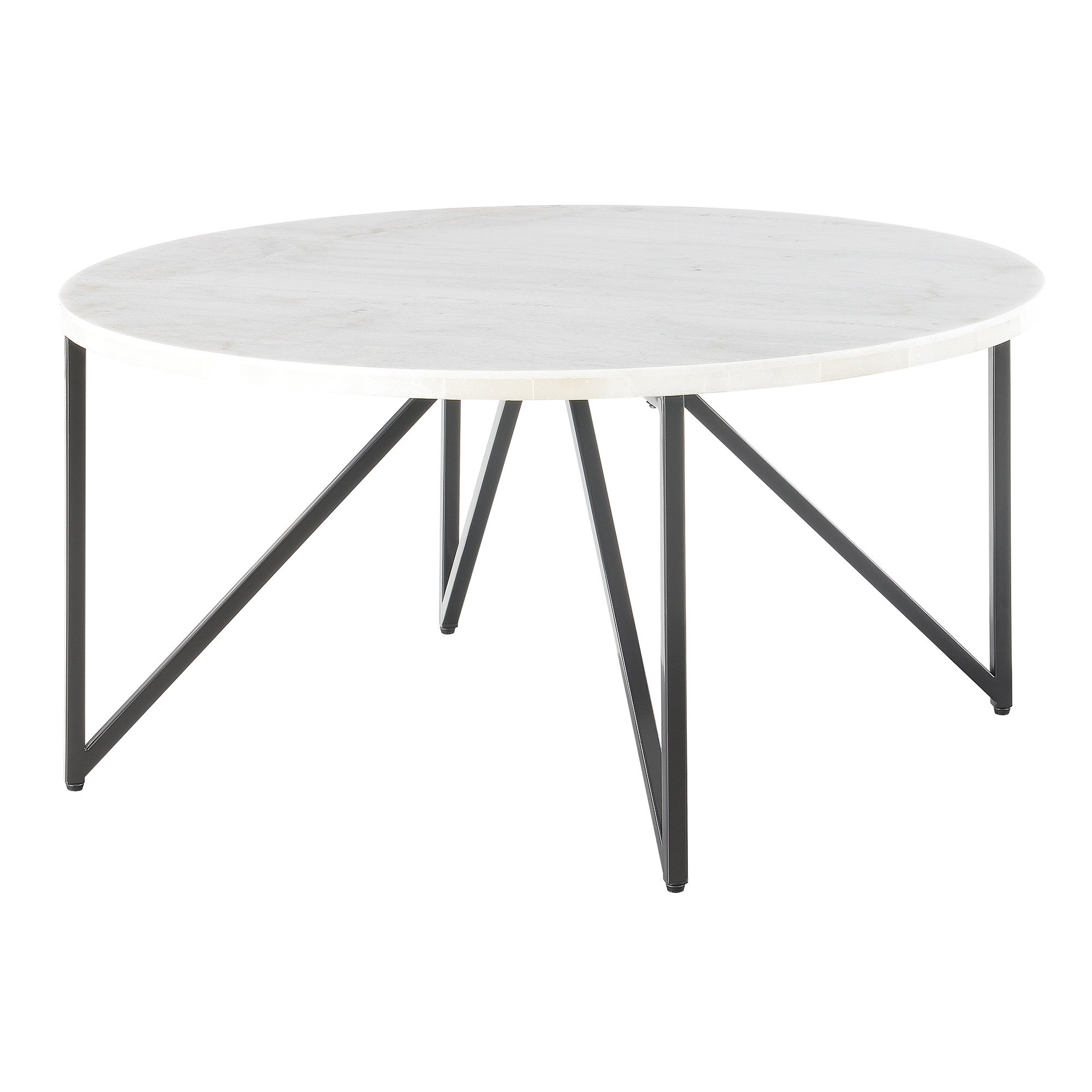 Cedric Round Coffee Table, Black, Marble, Contemporary
