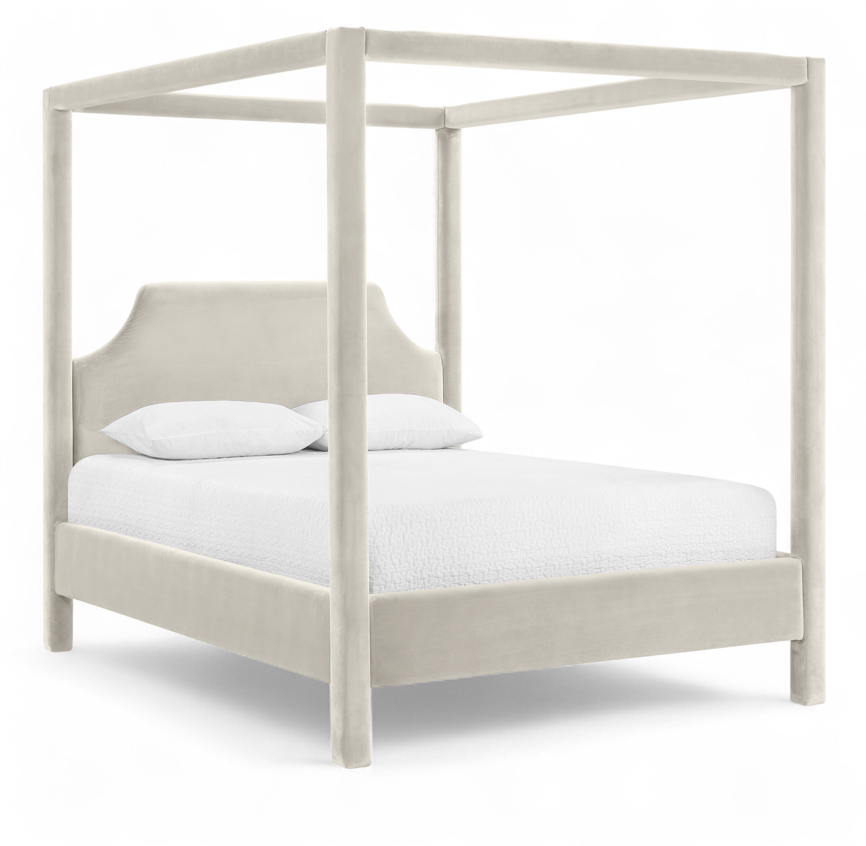 Dawson - Velvet Upholstered Queen Bed - Cream