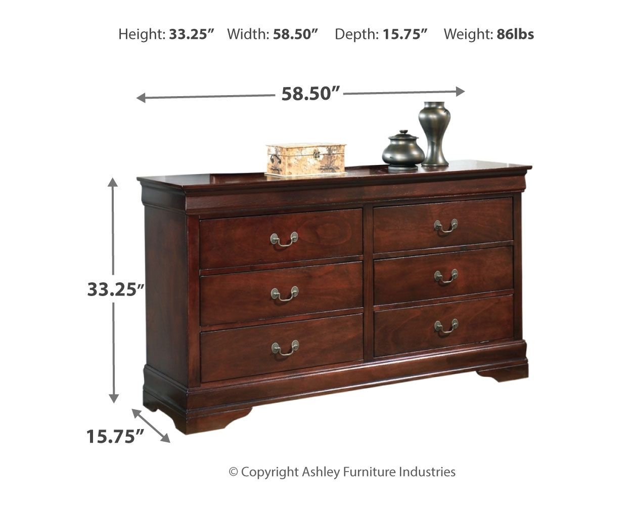 Ashley Furniture Alisdair - Dresser - Reddish Brown - Image 4