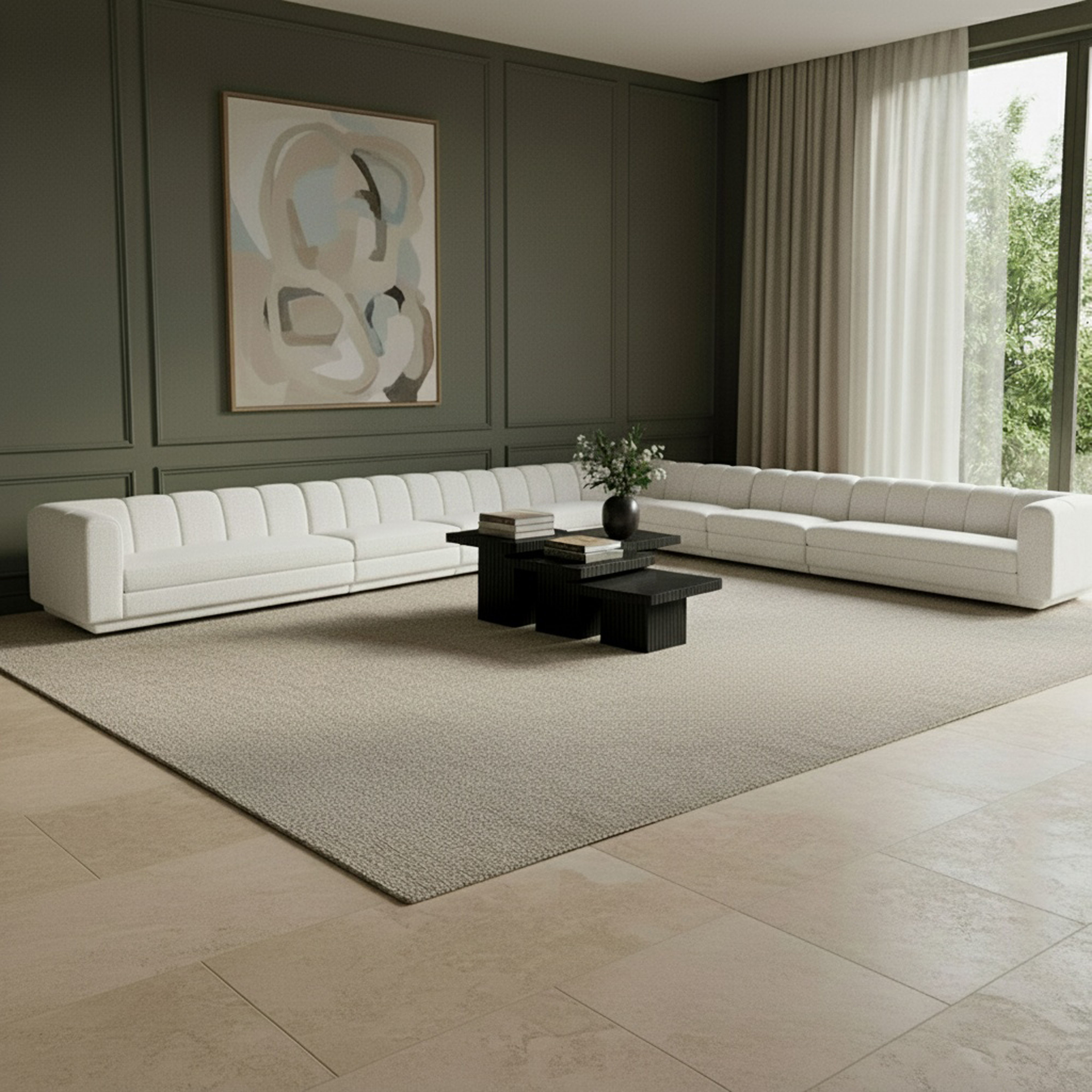 Modari - Fabric Upholstered 8 Piece Modular Sectional - Cream