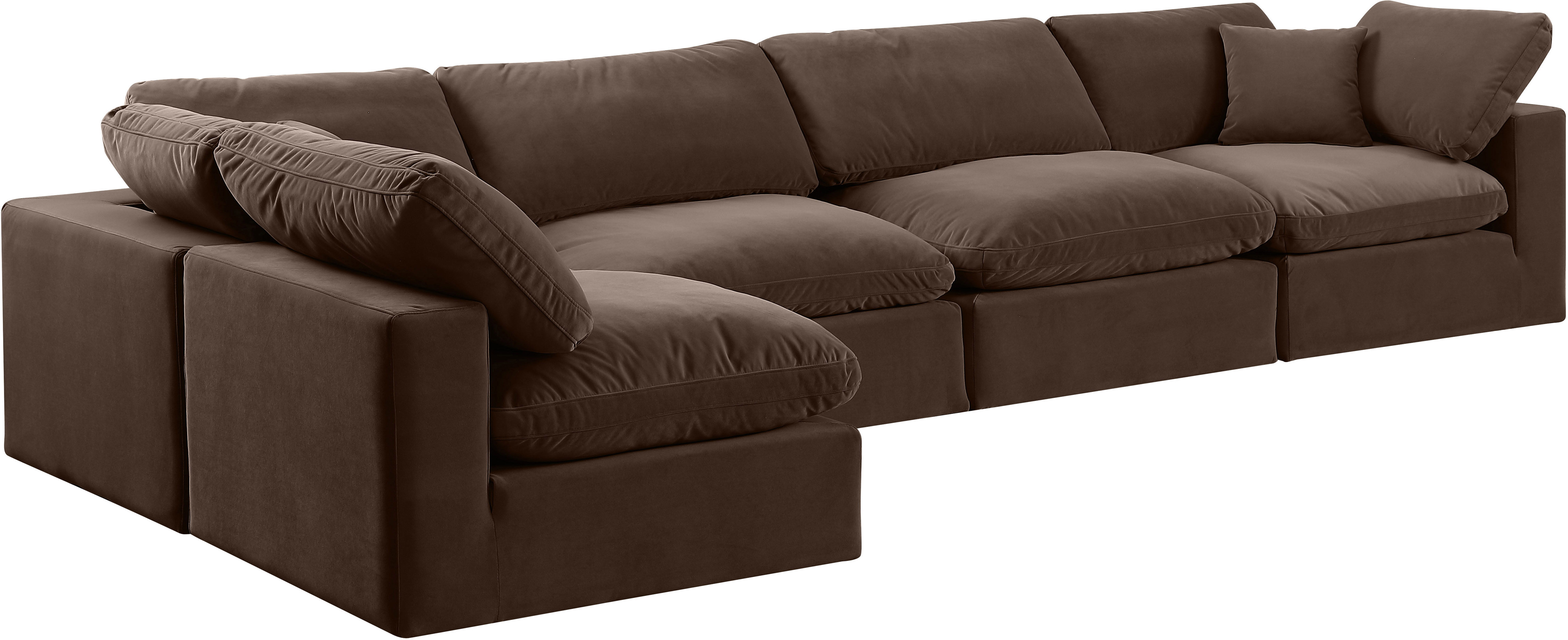 Comfy - 5 Piece Velvet Modular Sectional - Dark Brown