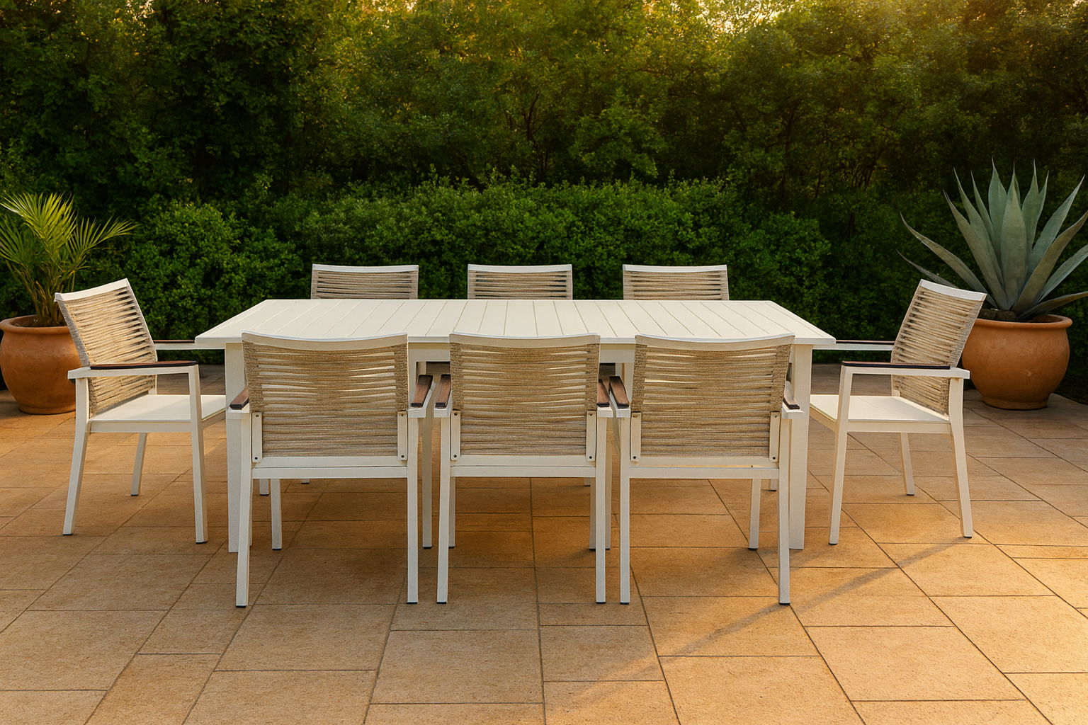 Maldives - Rope Outdoor Patio Dining Arm Chair (Set of 2) - Beige