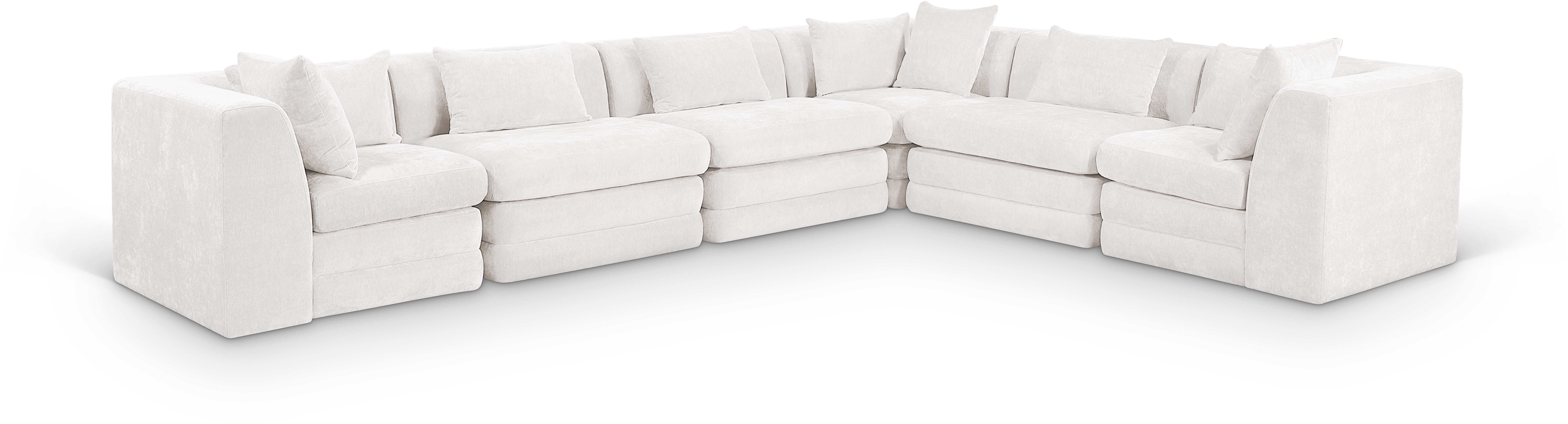 6 Pc · Chenille Fabric 152" Upholstered Modular Sectional