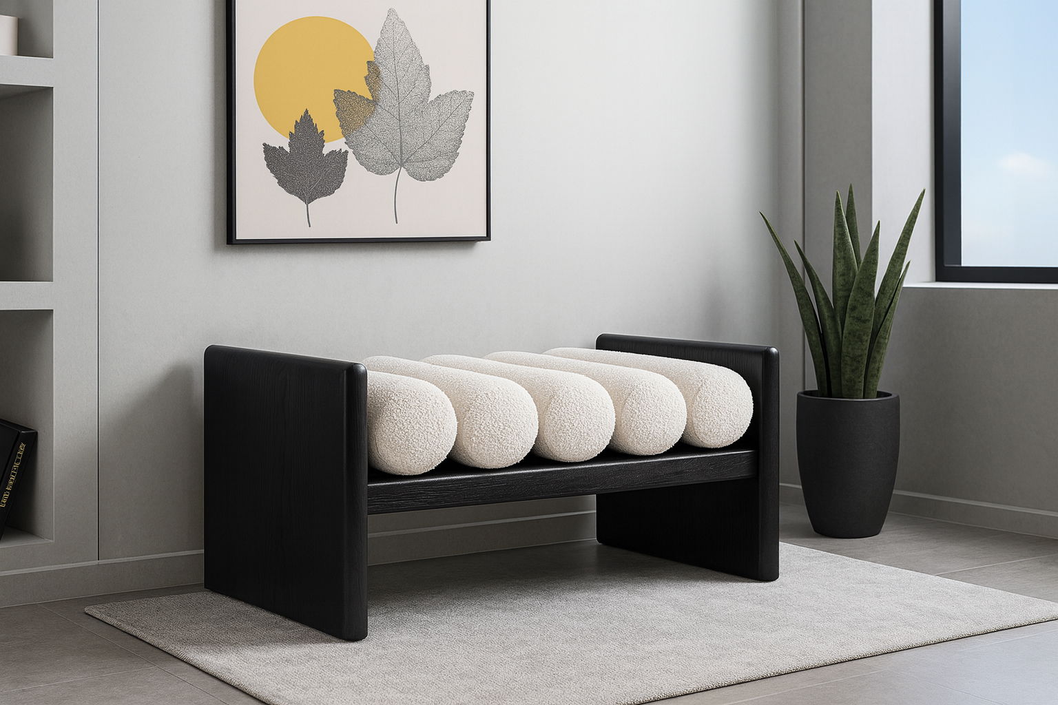 Waverly - Wood Bench - Cream