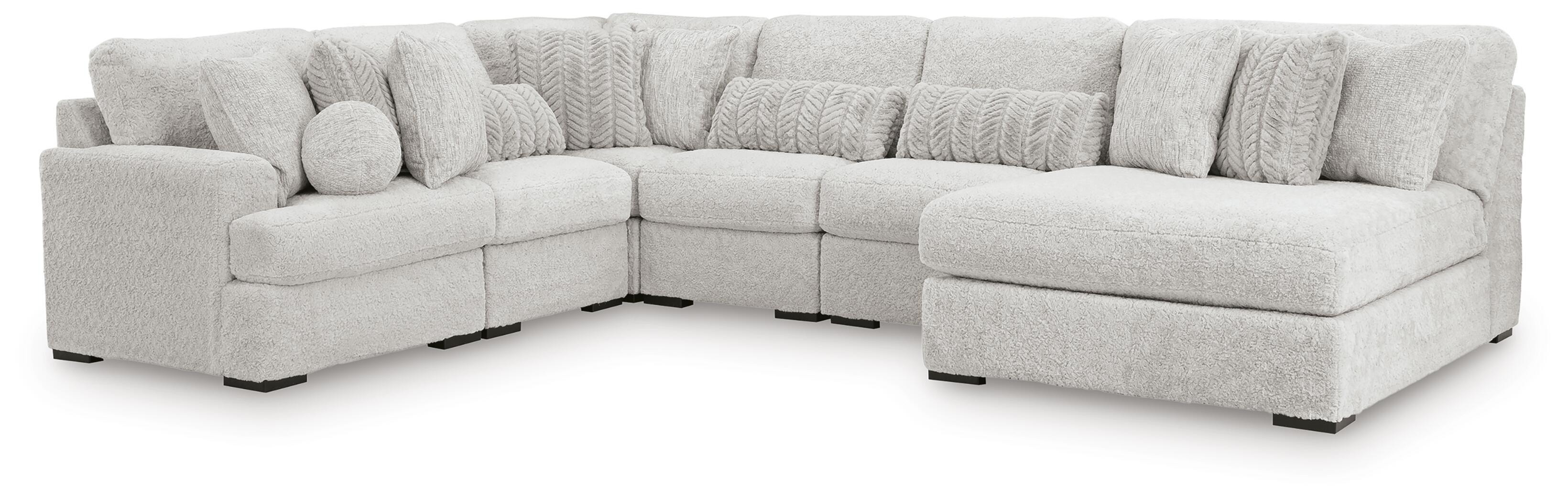 Cuddle Plush – 6-Piece Sectional With Armless Chaise And LAF Corner Chair – Arctic