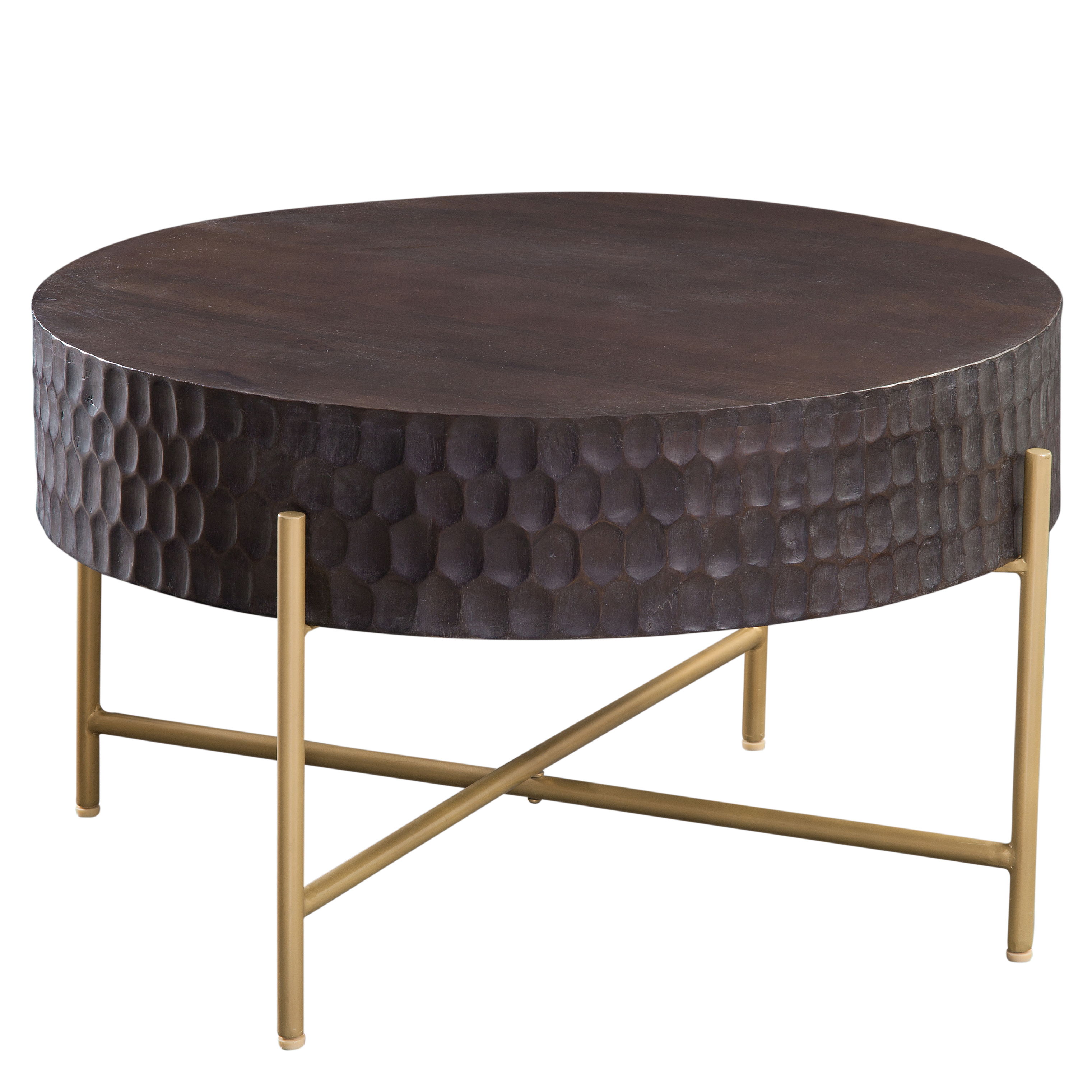Bobbi - Round Cocktail Table - Brown / Gold