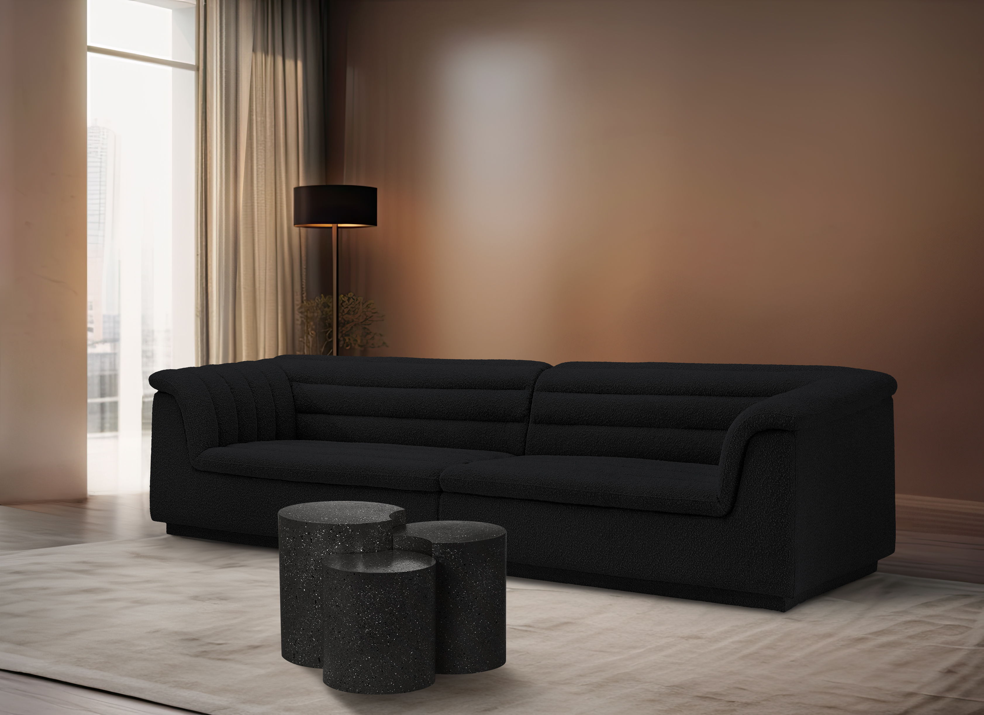 Dimple - 20" 3 Piece Modular End Table - Black Terazzo