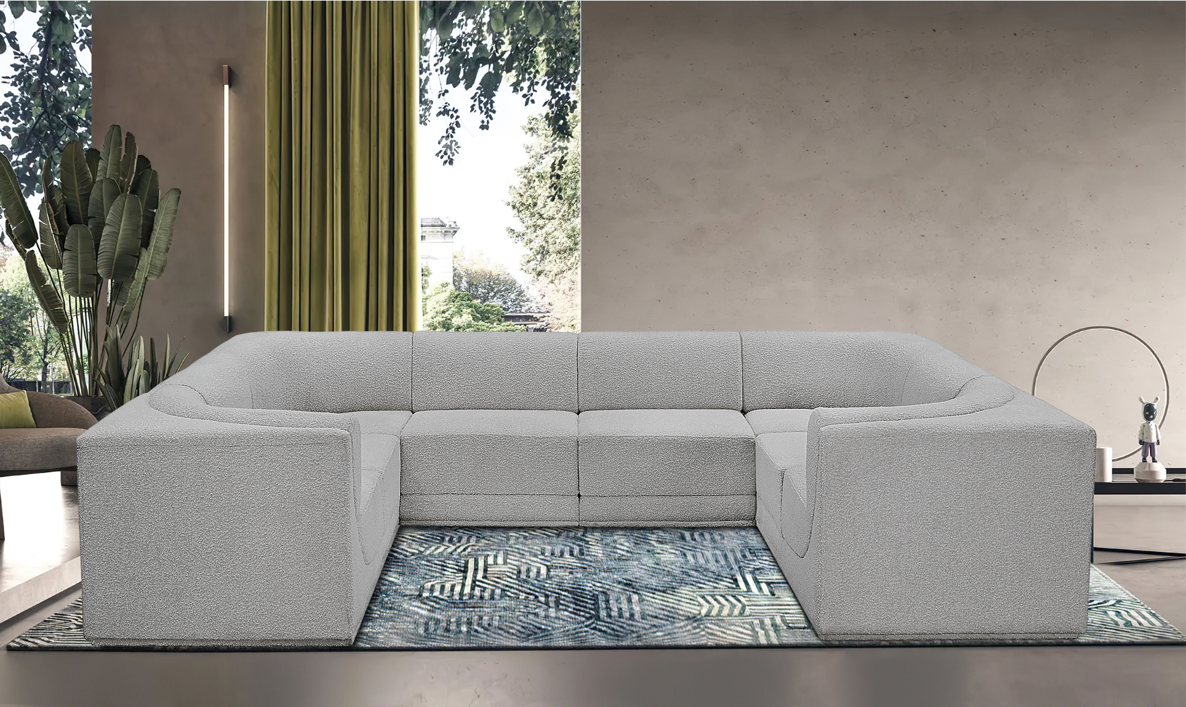 Ollie - 8 Piece Modular U-Shaped Sectional - Gray