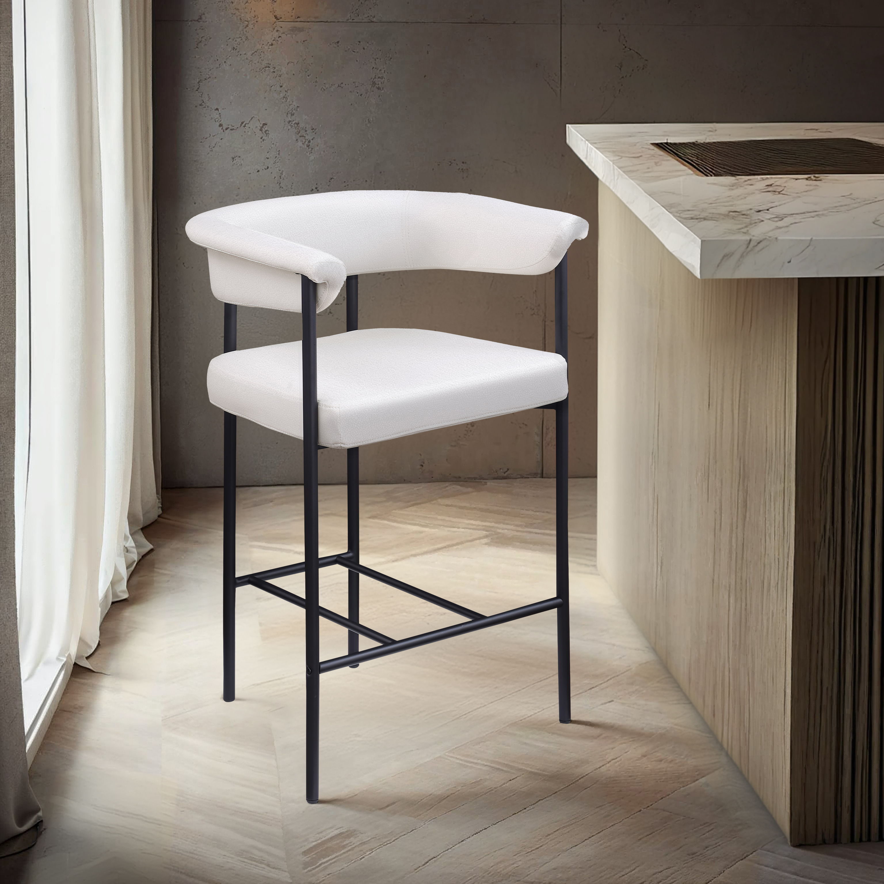 Malin - Faux Leather Counter Stool (Set of 2) - Cream
