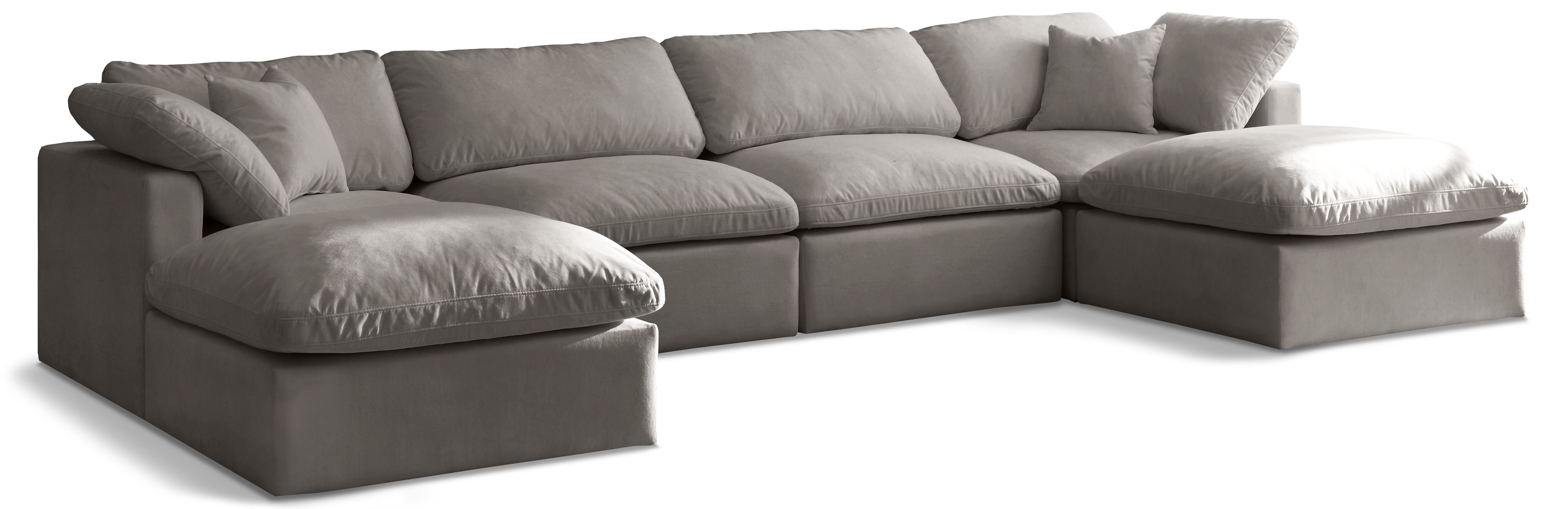 Plush - 6 Piece Modular Double Chaise Sectional - Gray