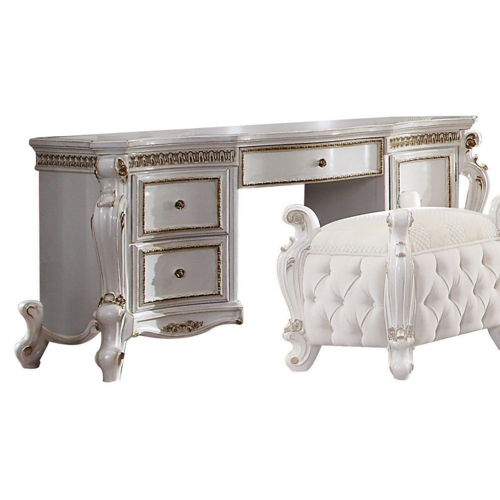 Picardy - Vanity Desk - Antique Pearl, white