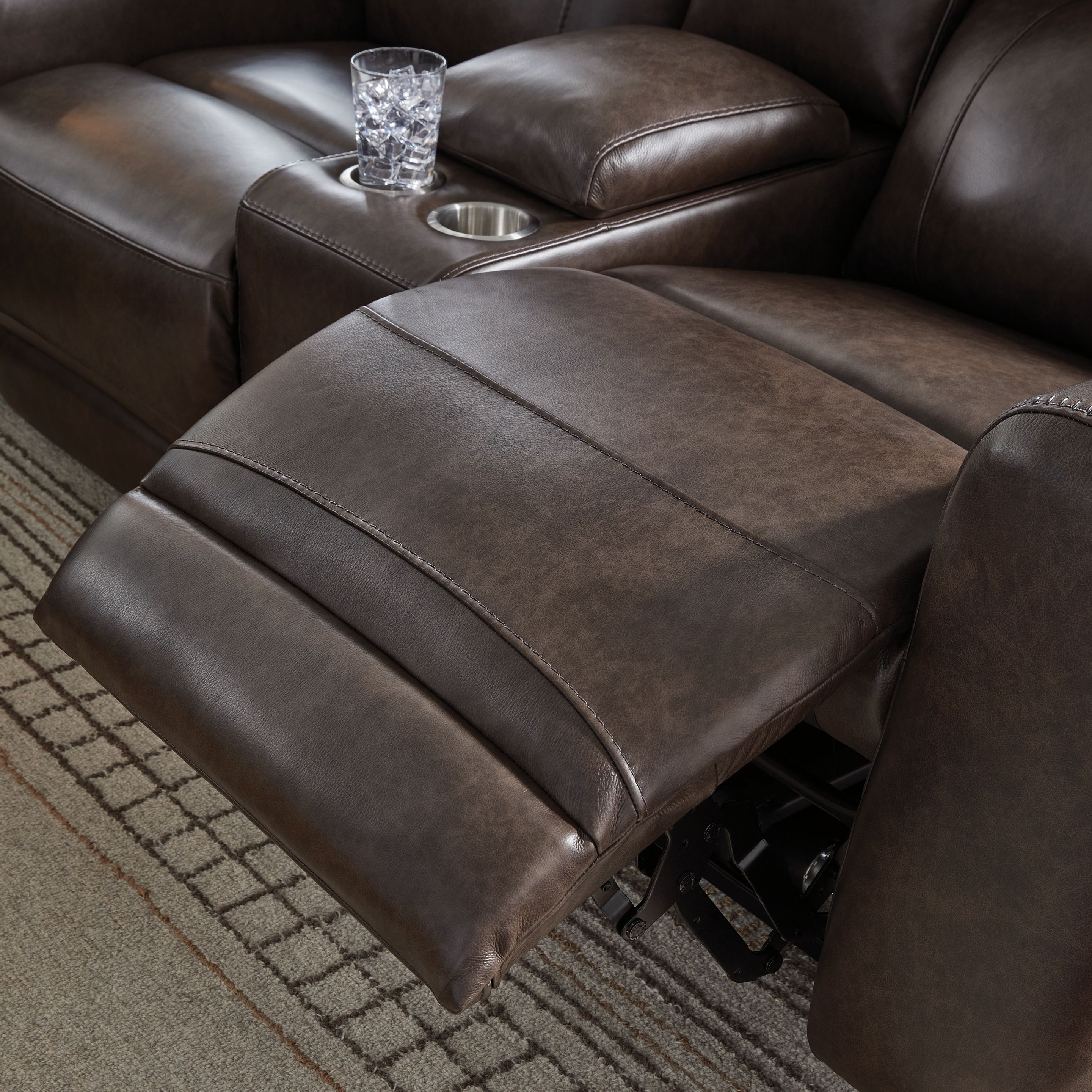 Ashley Furniture Crossplex - Power Reclining Loveseat / Console / Adjustable Headrest - Smoke - Image 7
