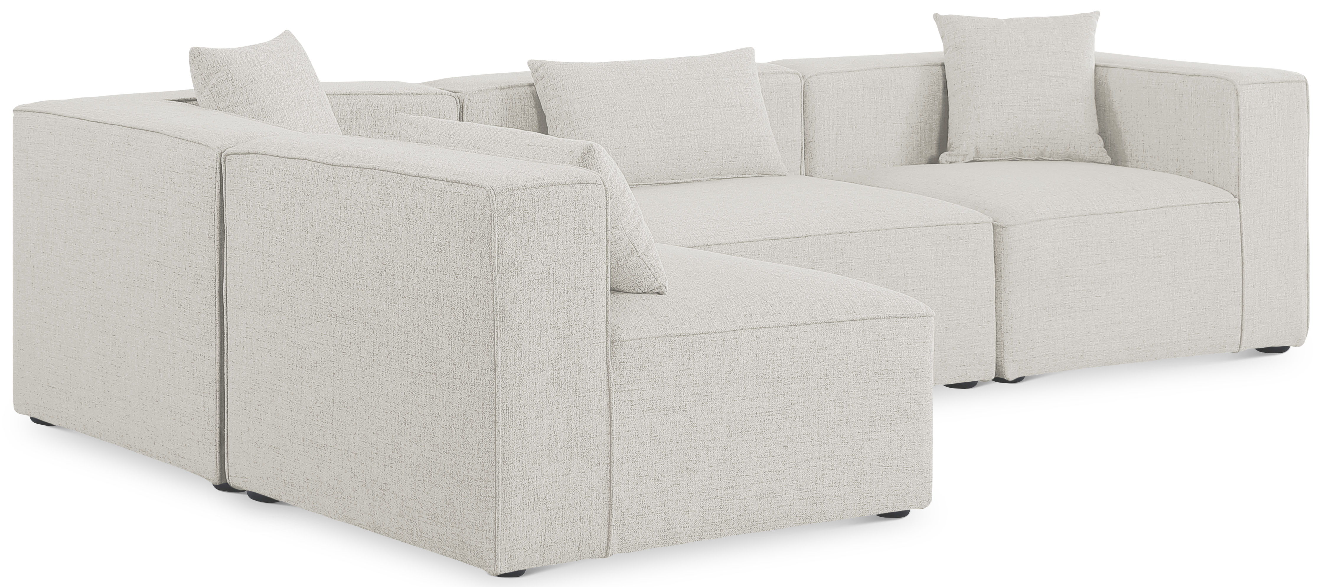 Cube - Linen 4 Piece Modular Corner Sectional - Cream