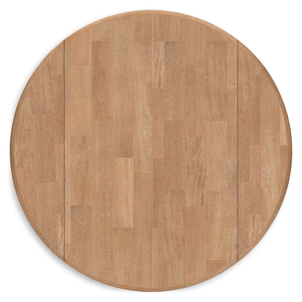 Ashley Furniture Gesthaven - Round Dining Room Drop Leaf Table - Natural / White - Image 5