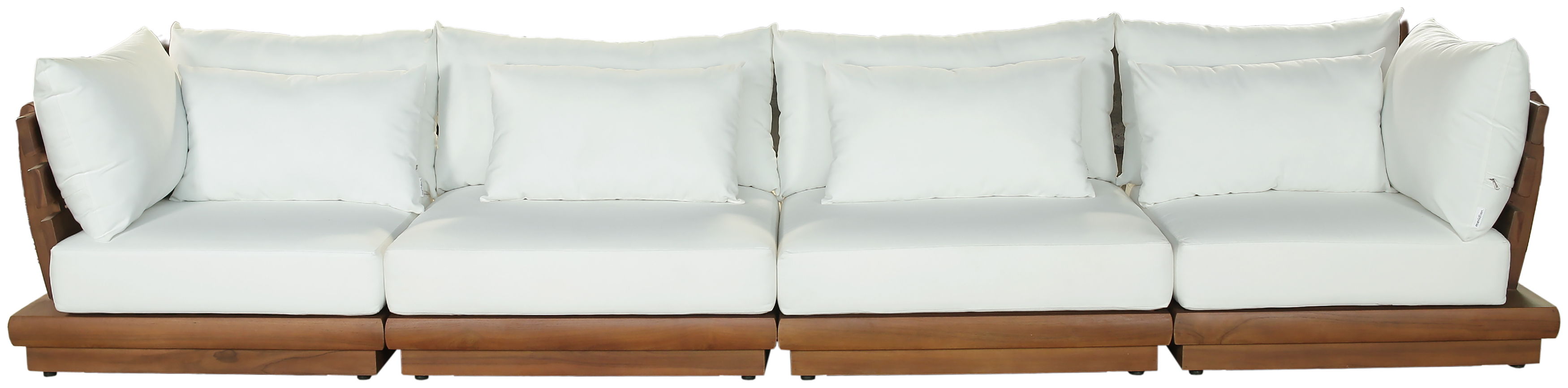 Mirella - 4 Piece Water Resistant Fabric 150" Upholstered Outdoor Patio Modular Sofa - Off-White