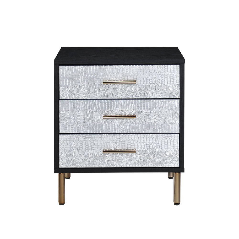 Myles - Nightstand - Black, Silver & Gold, black, view 7