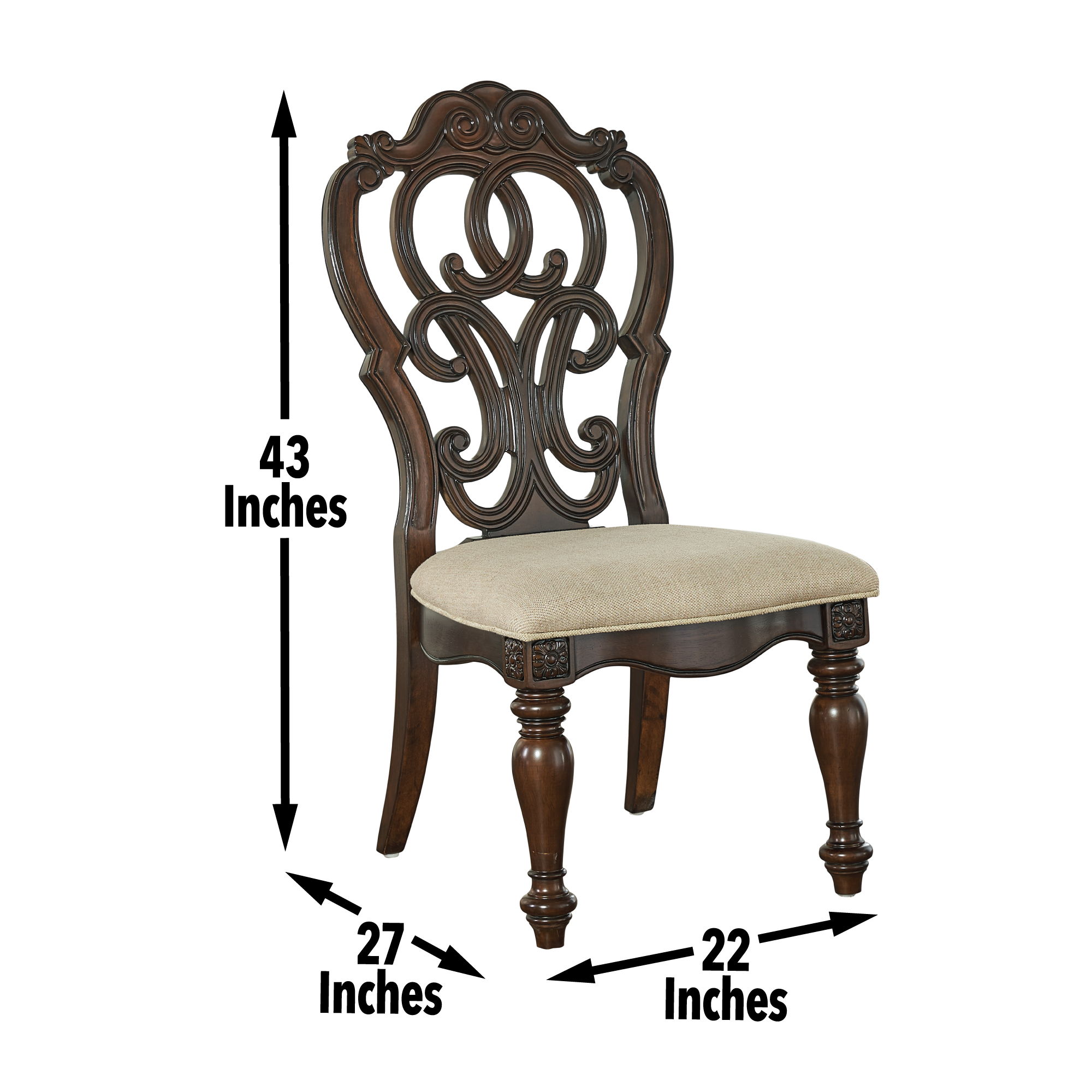 Royale - 7 Piece Arm Chair Dining Set (Table, 4 Side Chairs, 2 Arm Chairs) - Brown