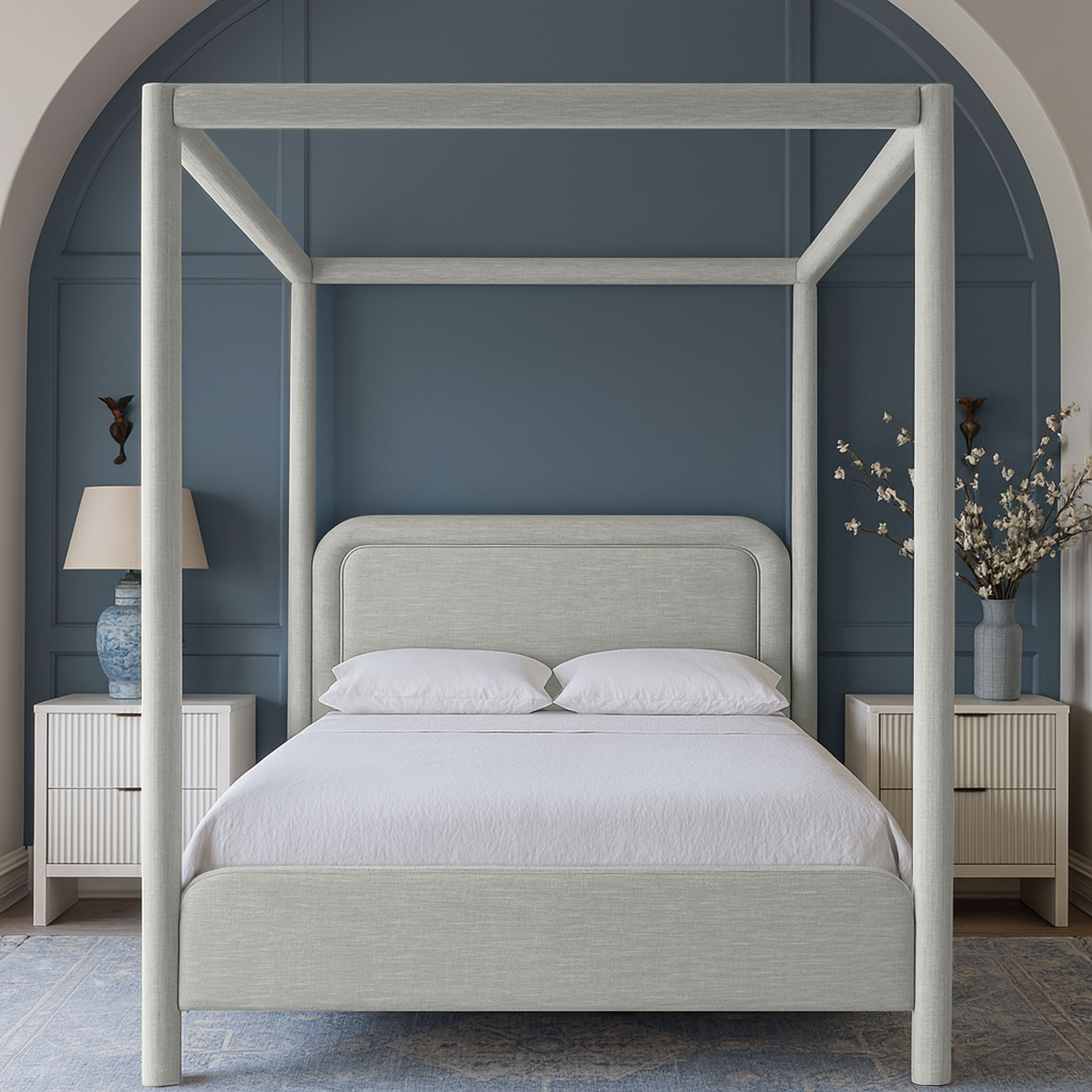 Salina - Linen Textured Fabric Upholstered Queen Bed - Gray