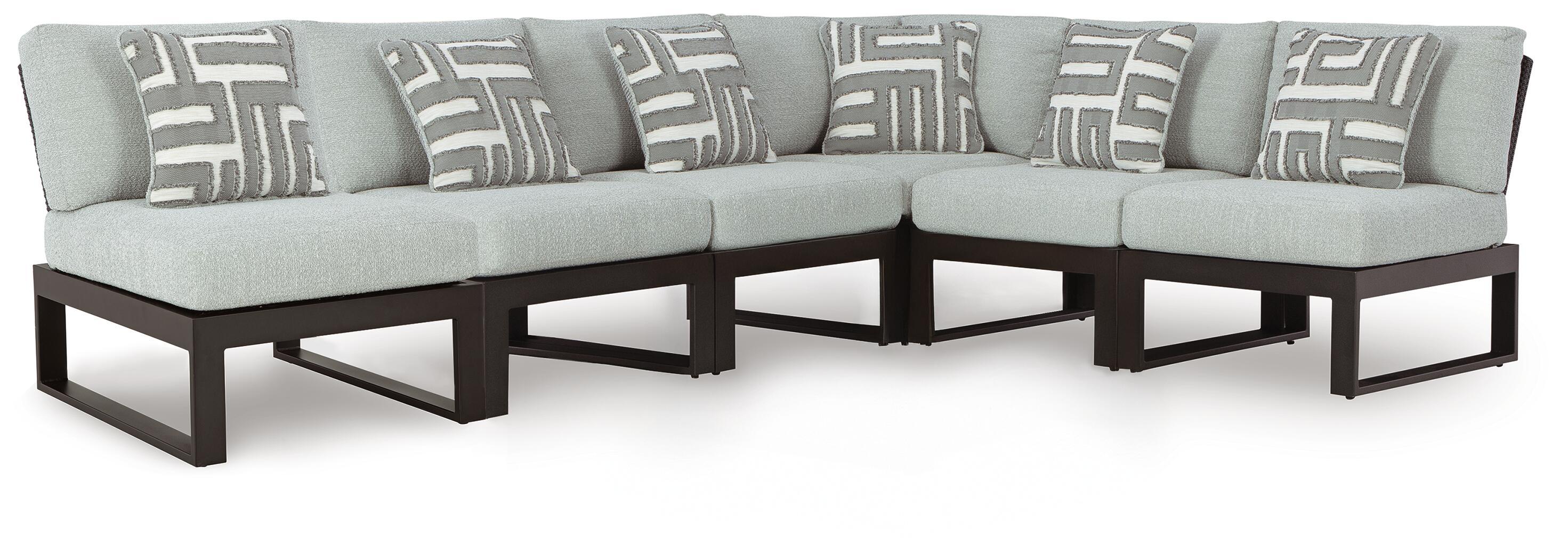 Beachloft – 6-Piece Outdoor Sectional – Black / Gray