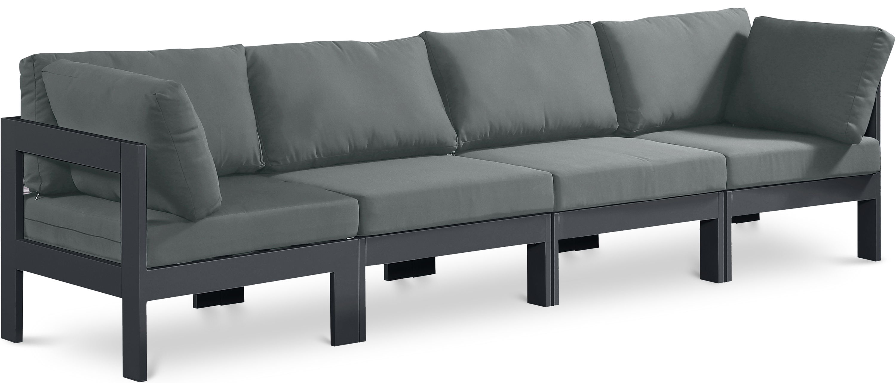 Nizuc - Outdoor Patio 4 Seat Modular Sofa With Gray Frame - Gray