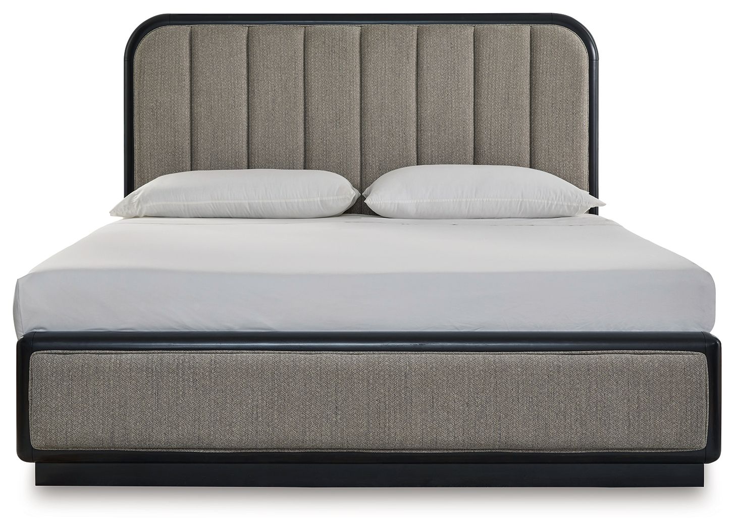 Ashley Furniture Rowanbeck - California King Upholstered Panel Bed - Gray / Black - Image 4