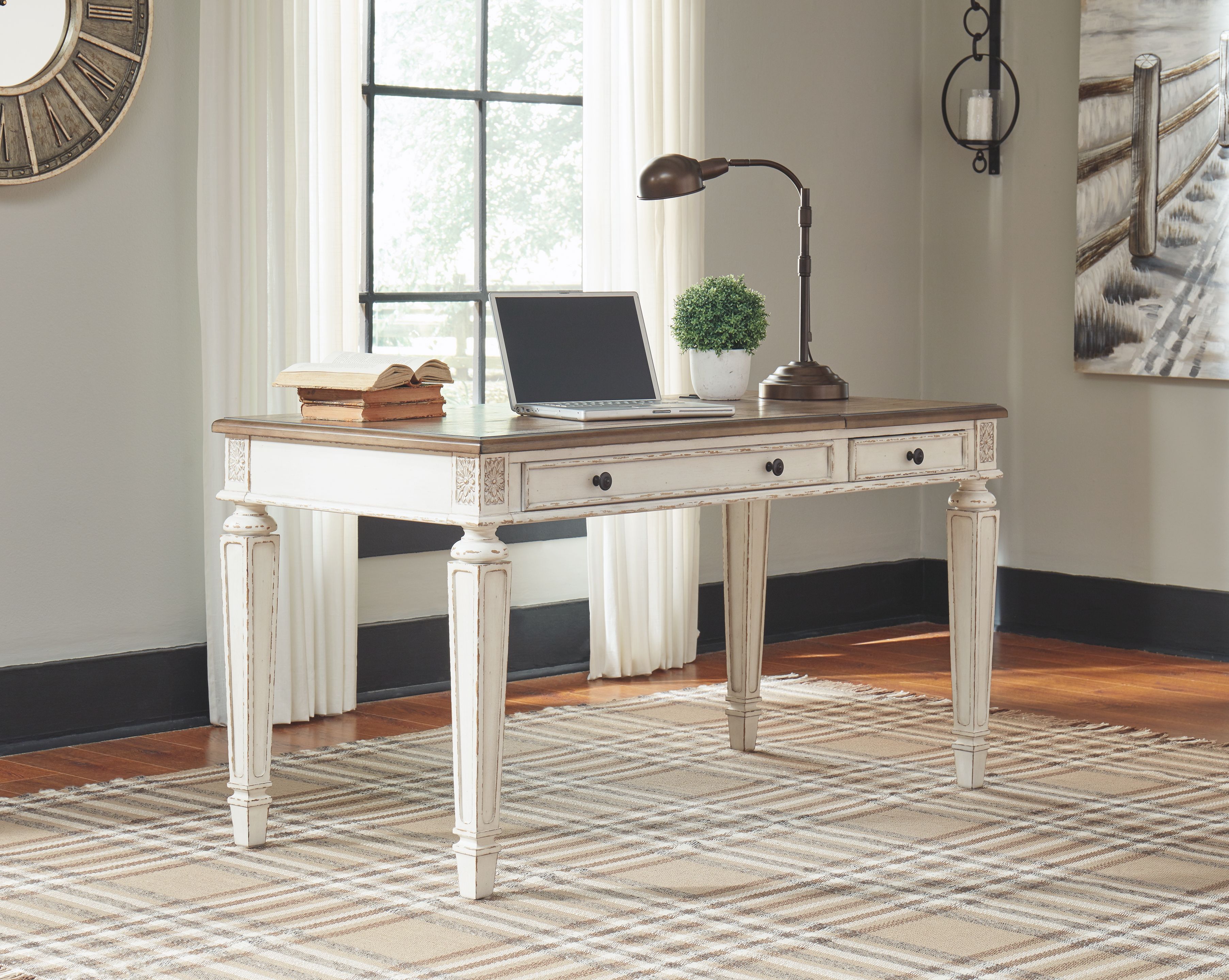 Ashley Furniture Realyn - Home Office Lift Top Desk - White / Brown - Image 5