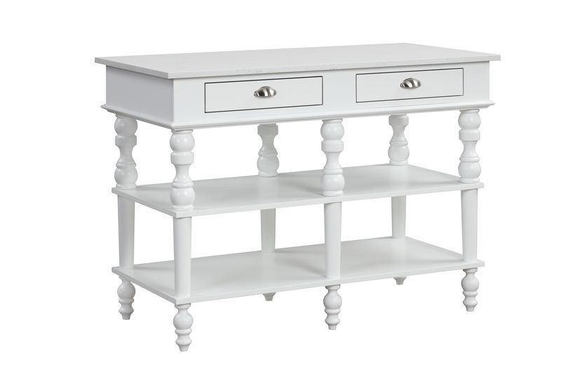 Rorratt - Kitchen Island - Marble Top & White, white, view 2
