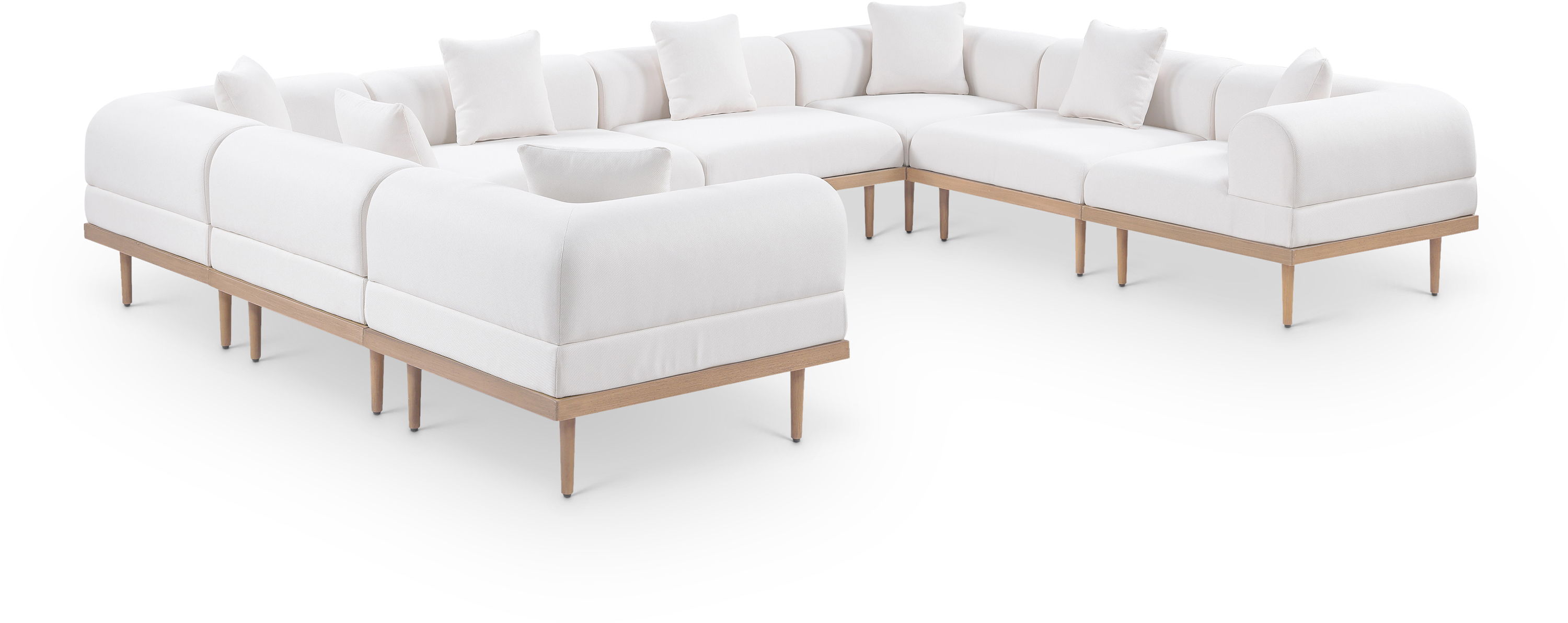 8 Pc · Resilient Water Resistant Fabric 142" Upholstered Outdoor Patio Modular Sectional