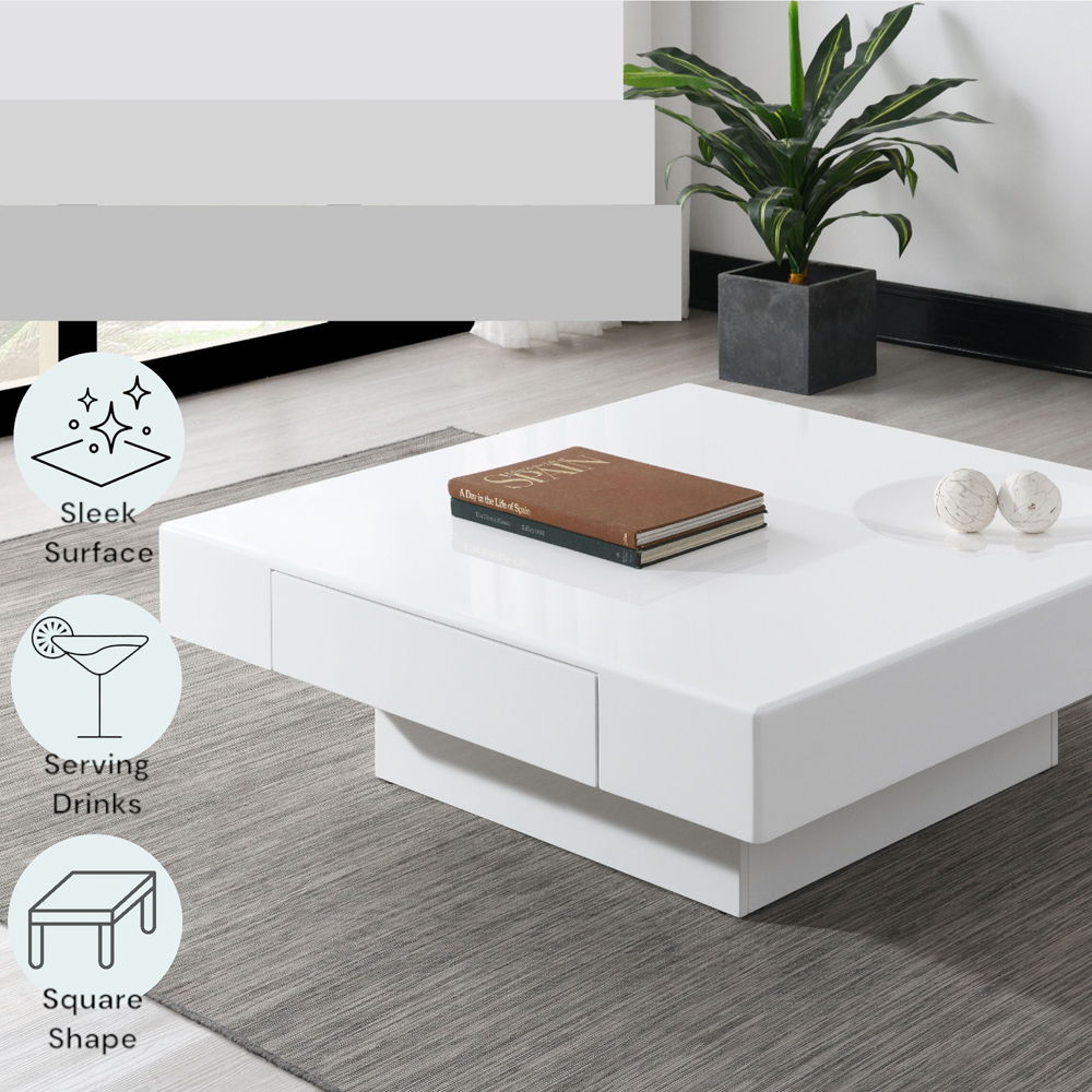 Khaim - Coffee Table - White High Gloss, white, view 6