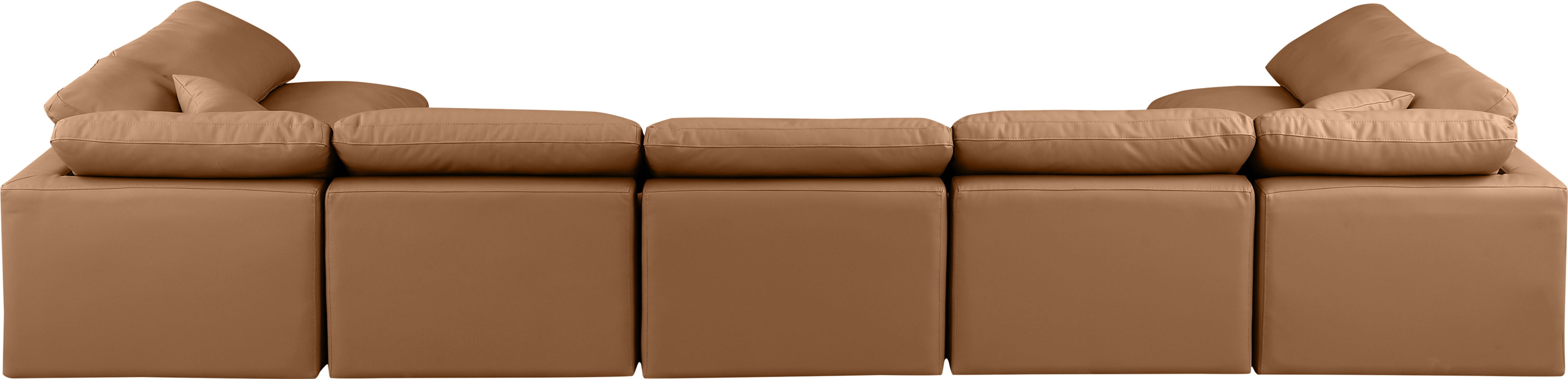 Indulge - Faux Leather 7 Piece Modular U-Shaped Sectional - Cognac