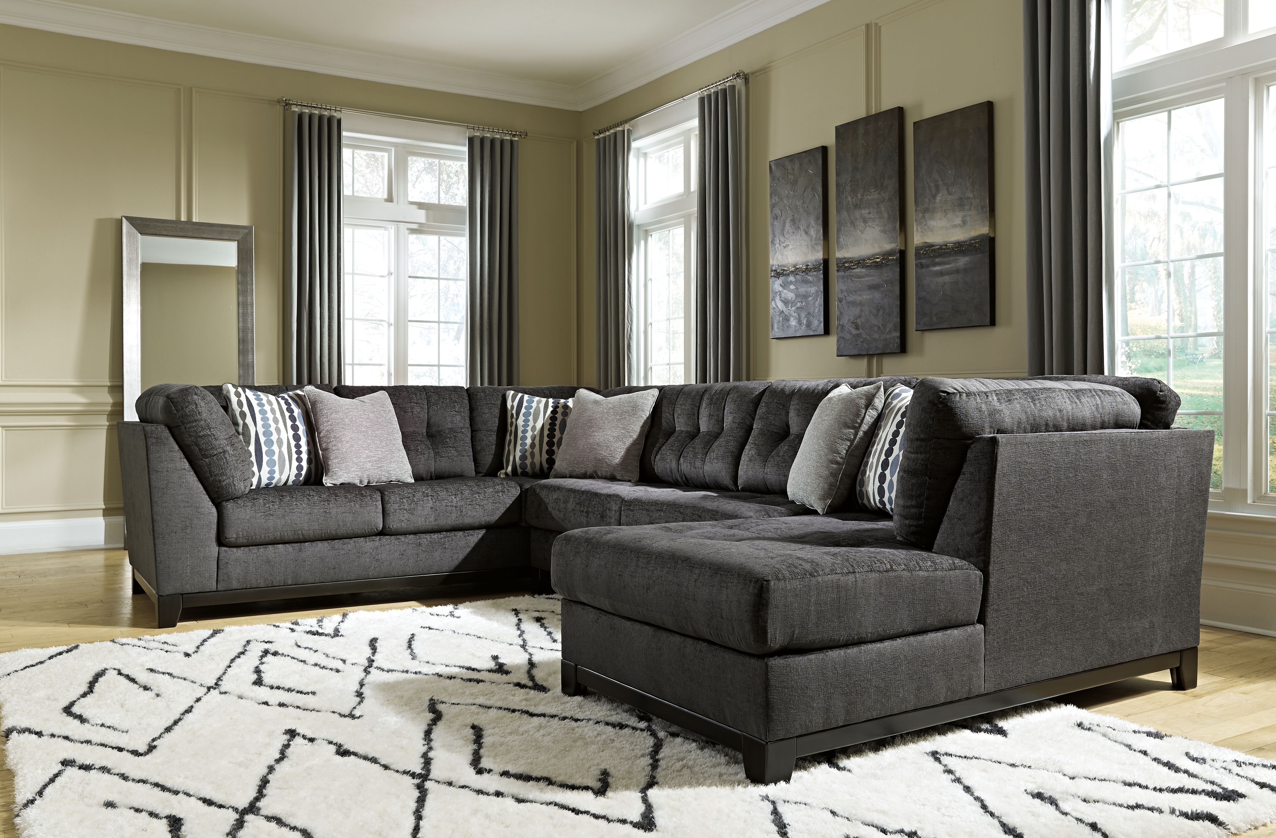 Ashley Furniture Reidshire - Right Arm Facing Corner Chaise 3 Pc Sectional - Steel - Image 3