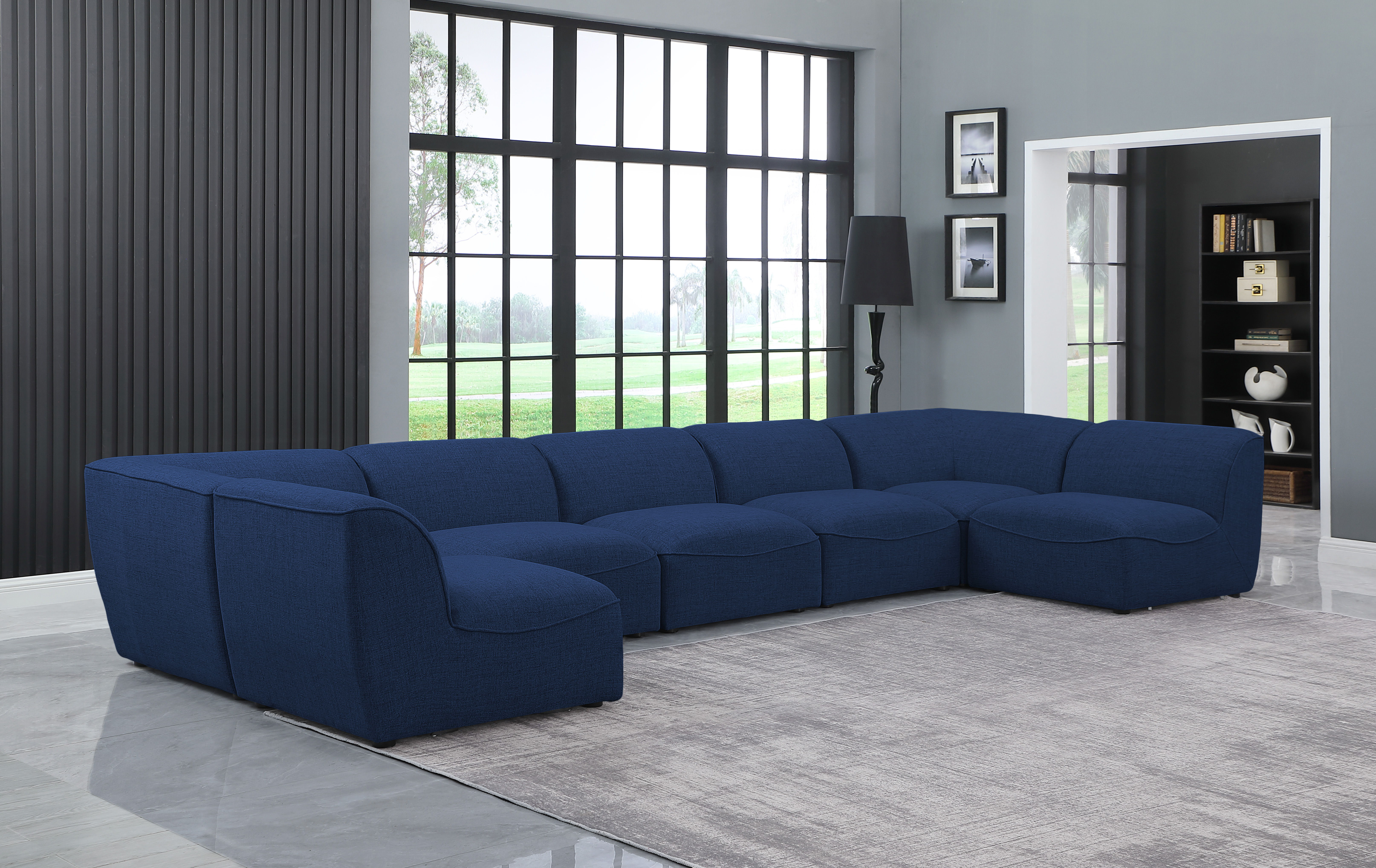 Miramar - 7 Piece Modular U-Shaped Sectional - Navy