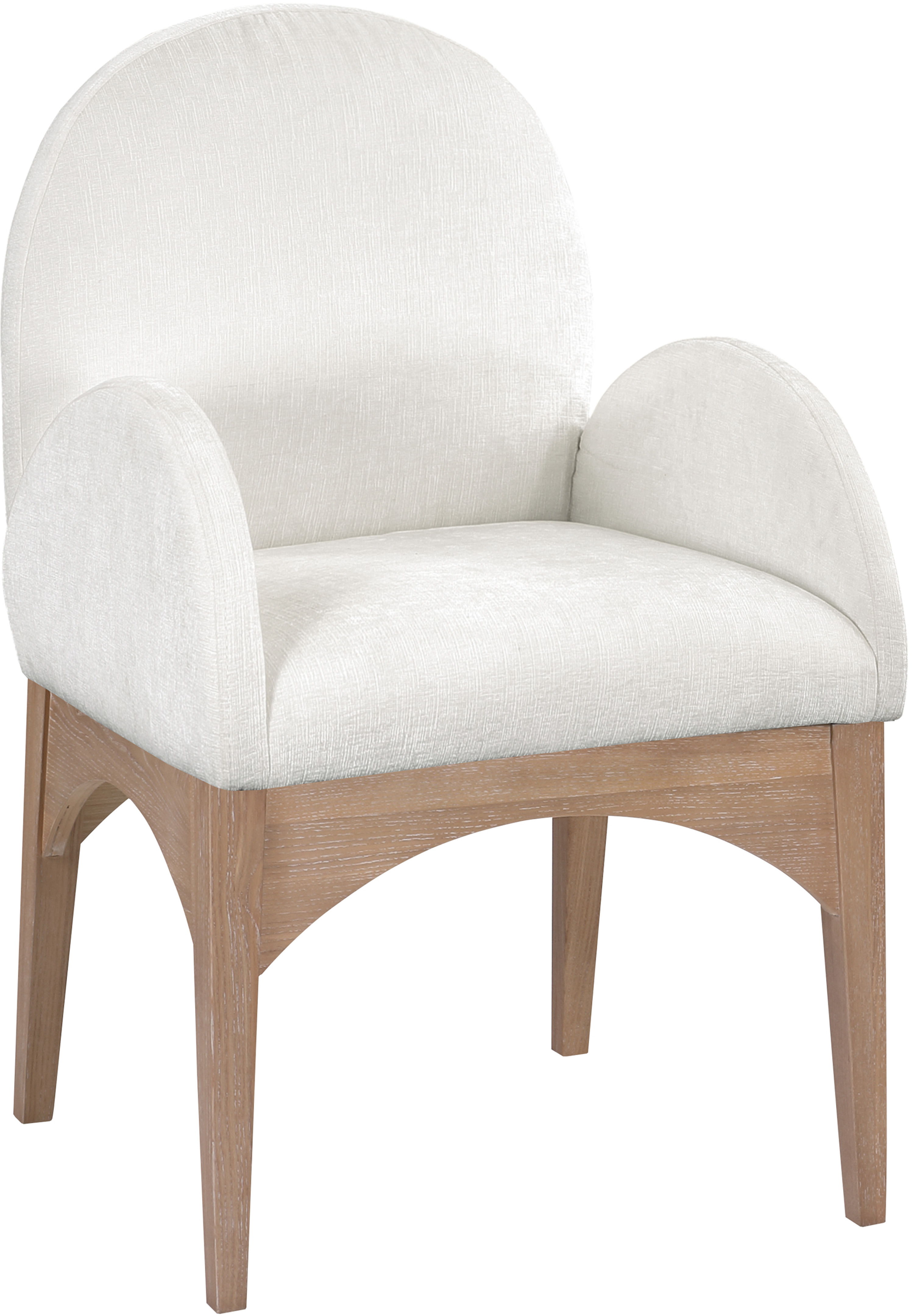 Waldorf - Chenille Dining Arm Chair With Natural Legs - Cream