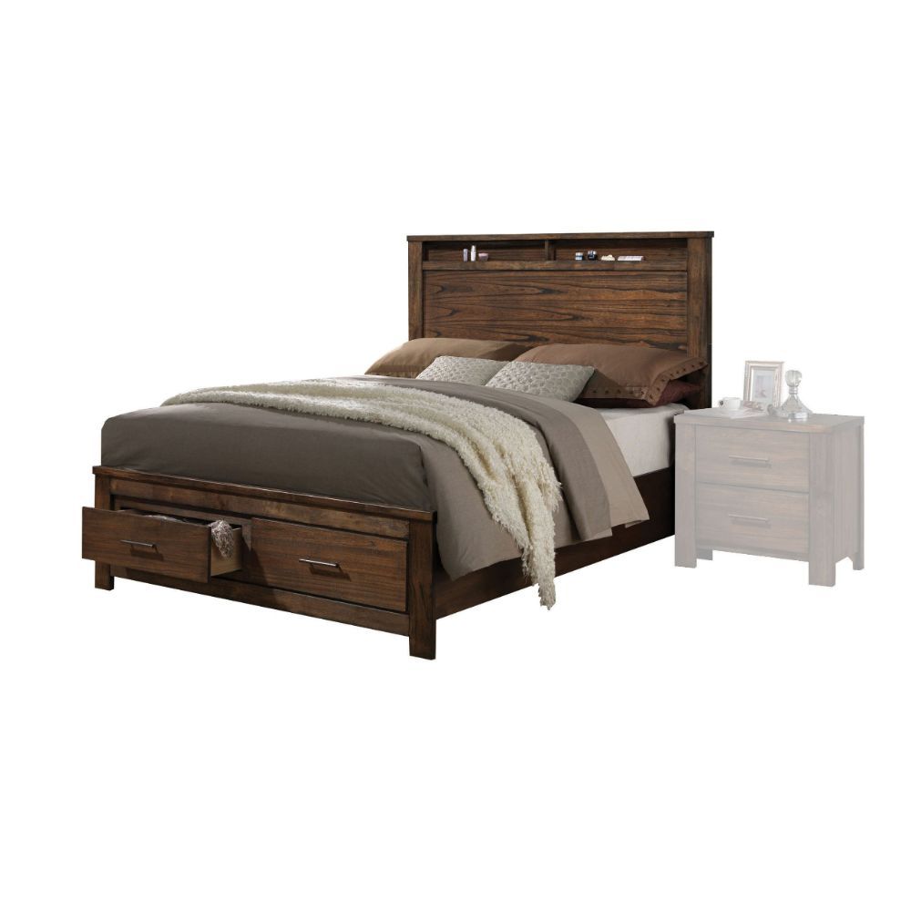 Merrilee - Eastern King Bed With Storage - Oak, light brown