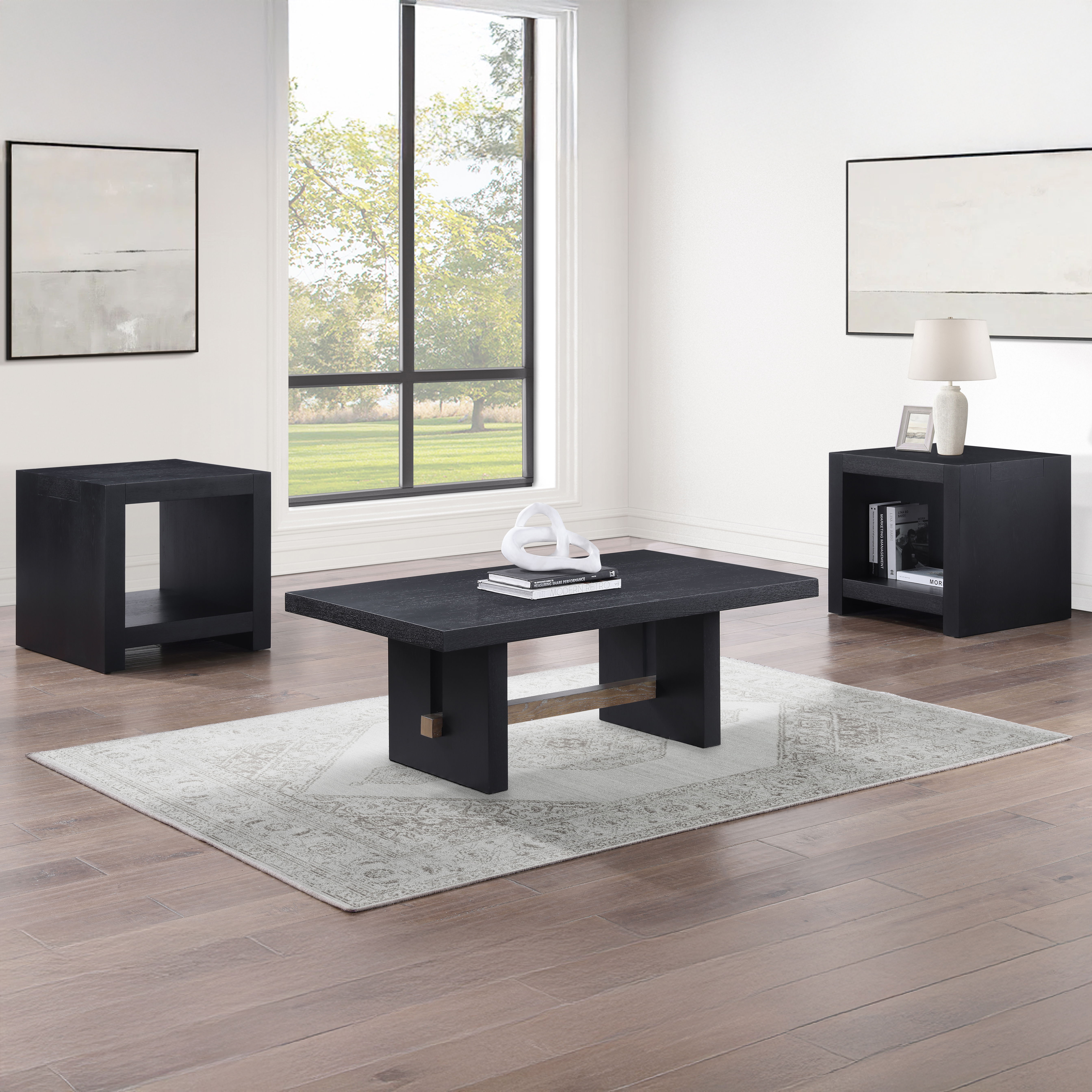 Aubrey - 3 Piece Table Set, Cocktail, 2 End Tables - Black