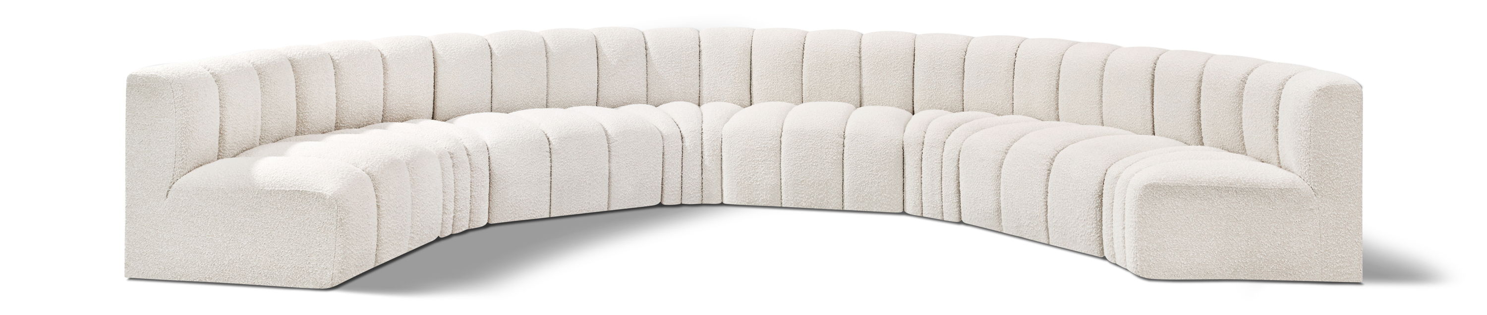 Arc - Boucle Fabric 8 Piece U-Shaped Modular Sofa - Cream