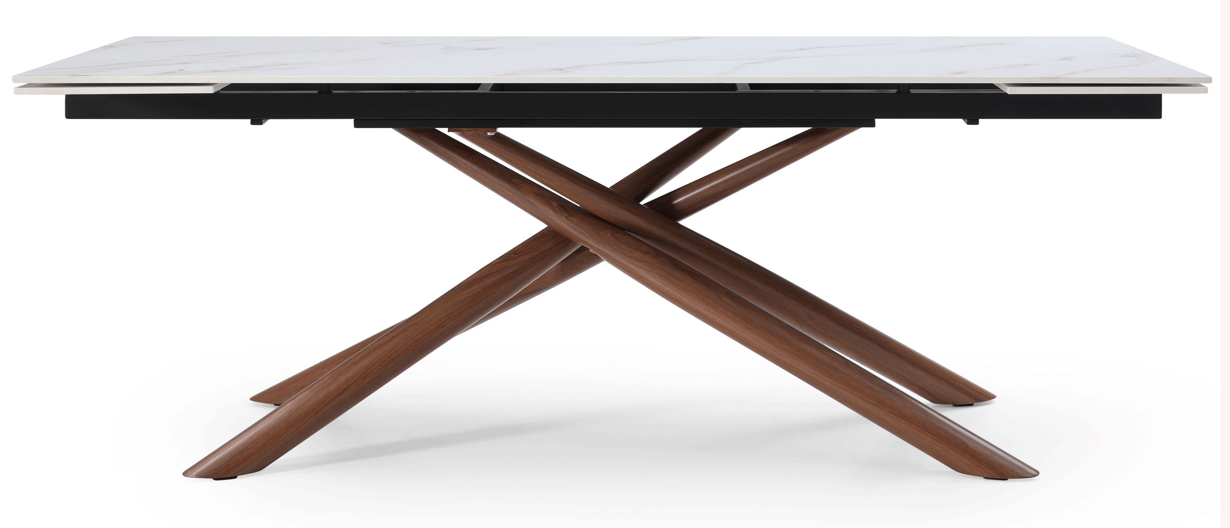 9063 - 71" Dining Table With 2X12" Extension - White / Brown Walnut