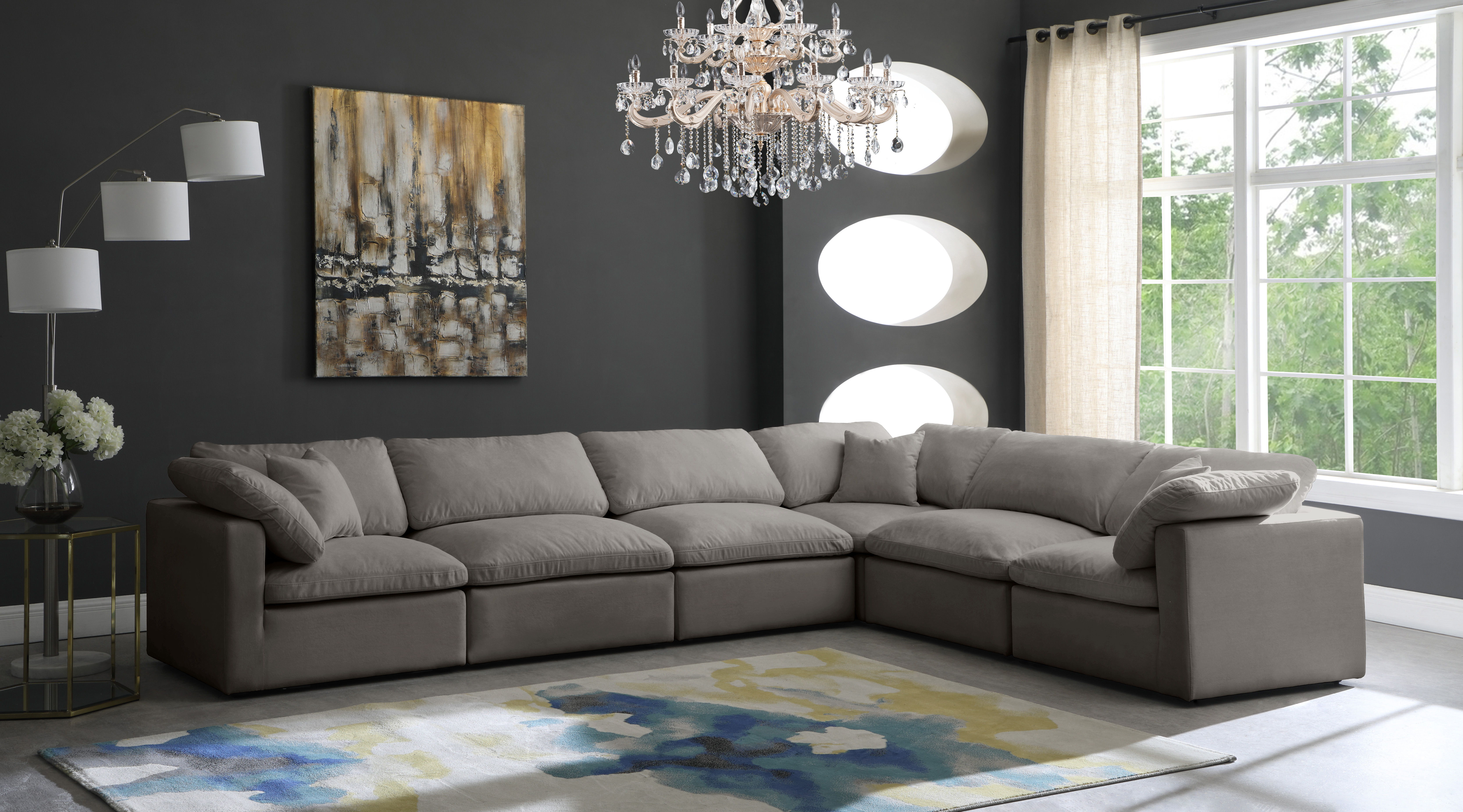 Plush - 6 Piece Modular Corner Sectional - Gray