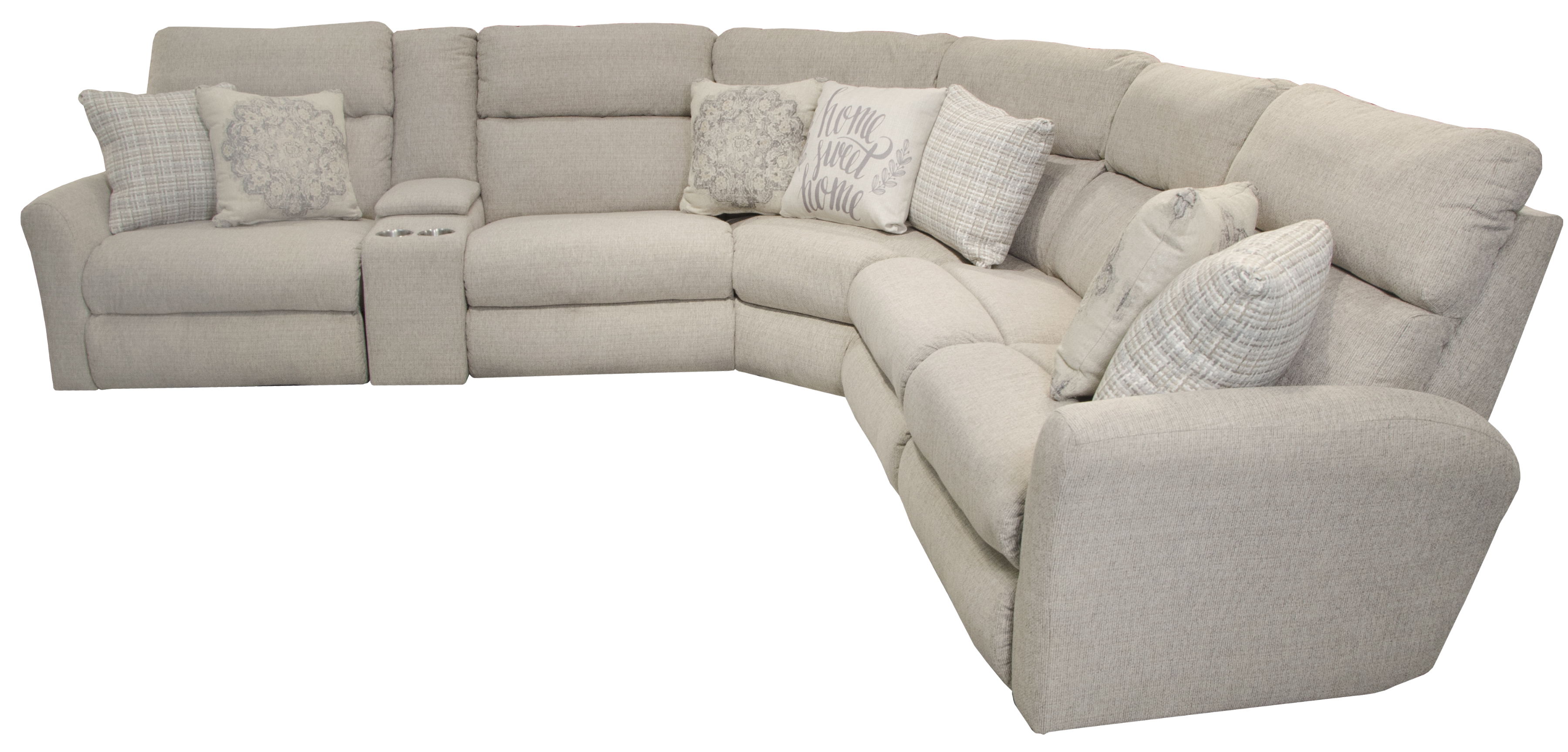 McPherson - 6 Piece Reclining Sectional With 3 Power Lay-Flat Reclining Seats And Storage Console - Beige